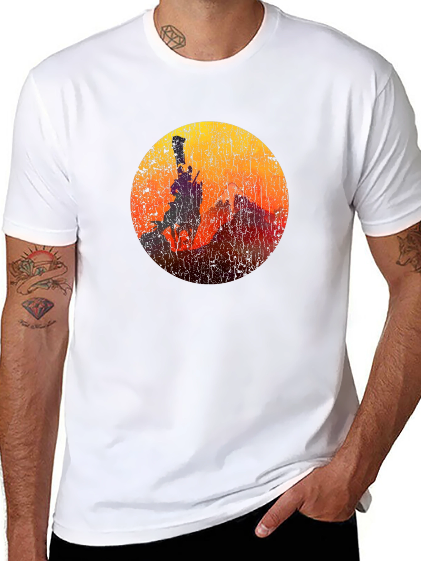 Sunset Rider Graphic Tee - Black Cotton Blend