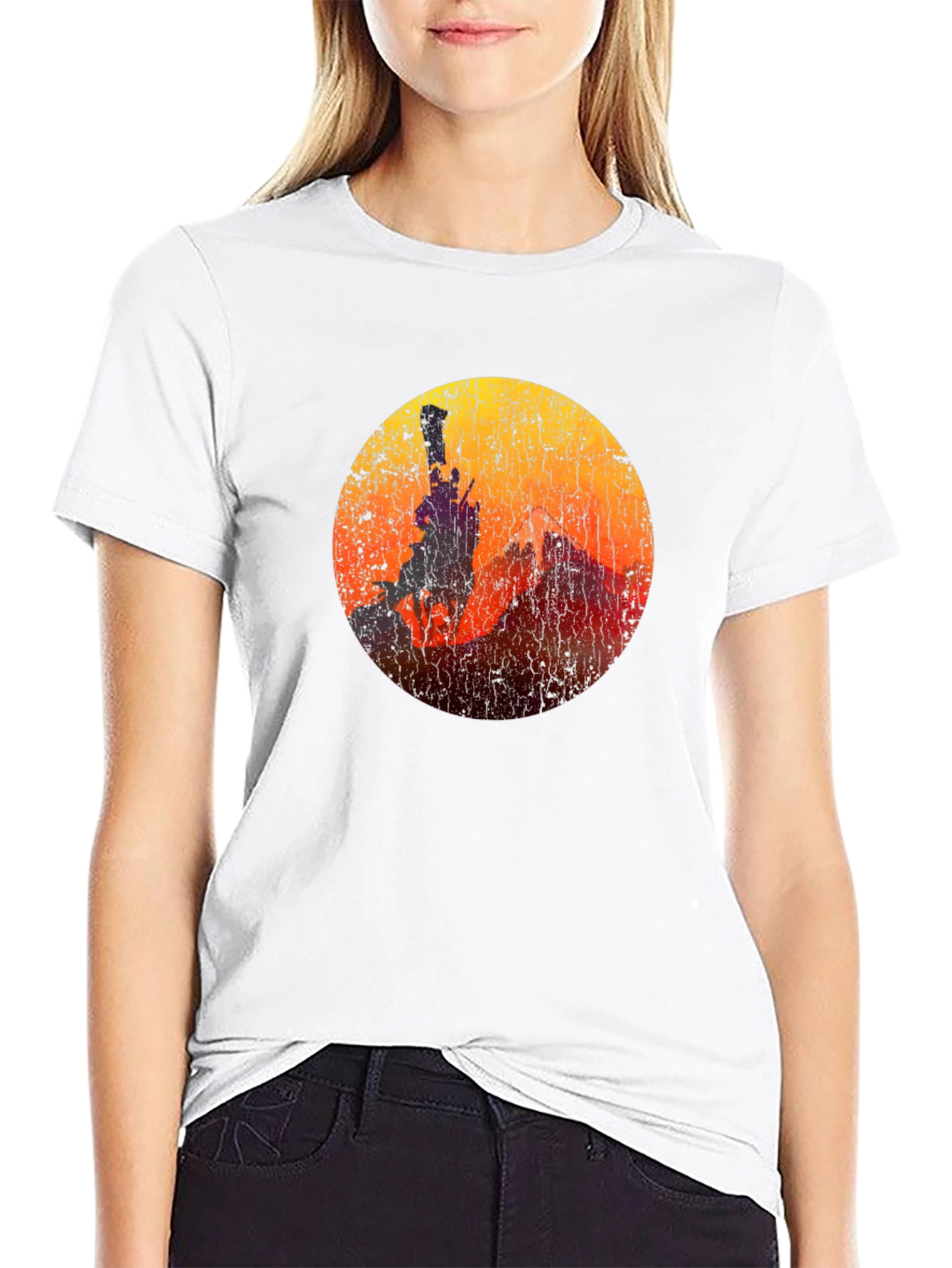 Sunset Rider Graphic Tee - Black Cotton Blend