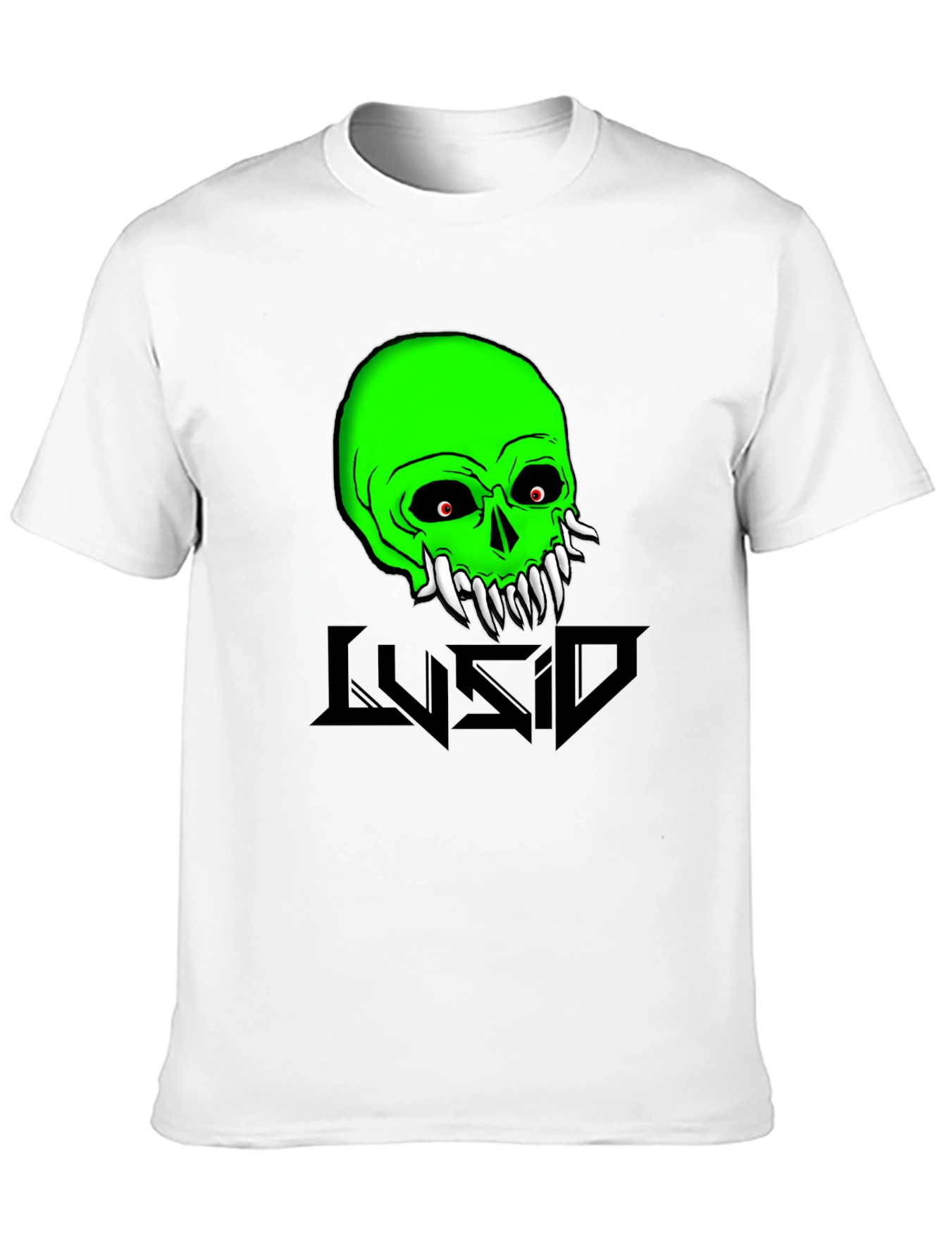 Green Skull Graphic Tee - Mens Black Cotton T-Shirt