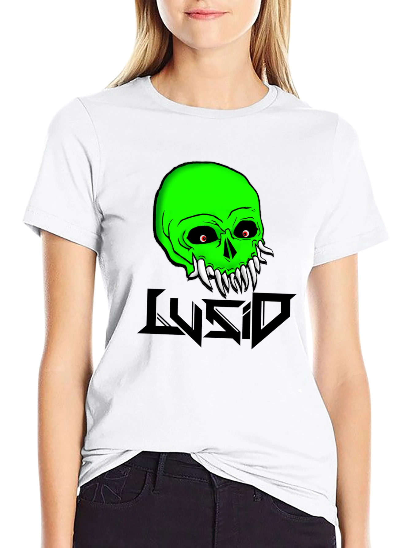 Green Skull Graphic Tee - Mens Black Cotton T-Shirt