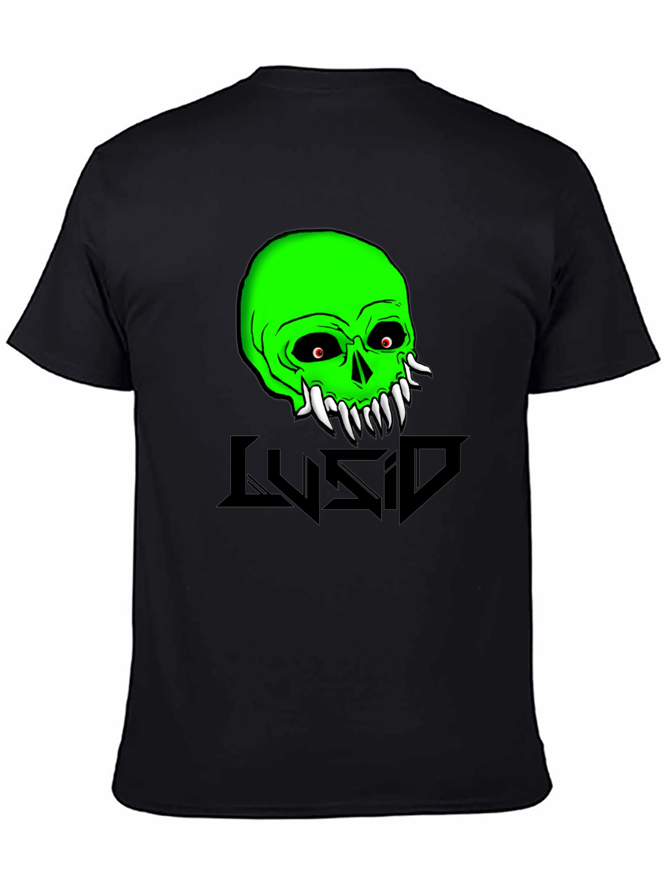 Green Skull Graphic Tee - Mens Black Cotton T-Shirt