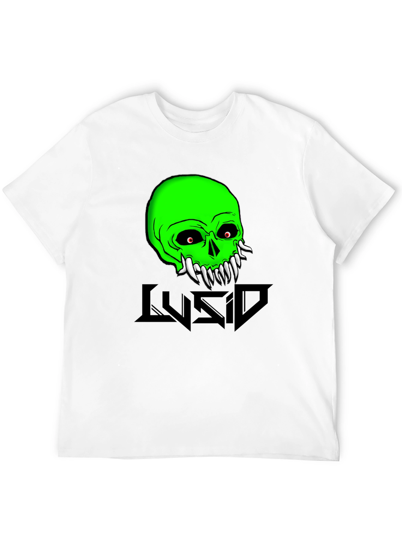 Green Skull Graphic Tee - Mens Black Cotton T-Shirt