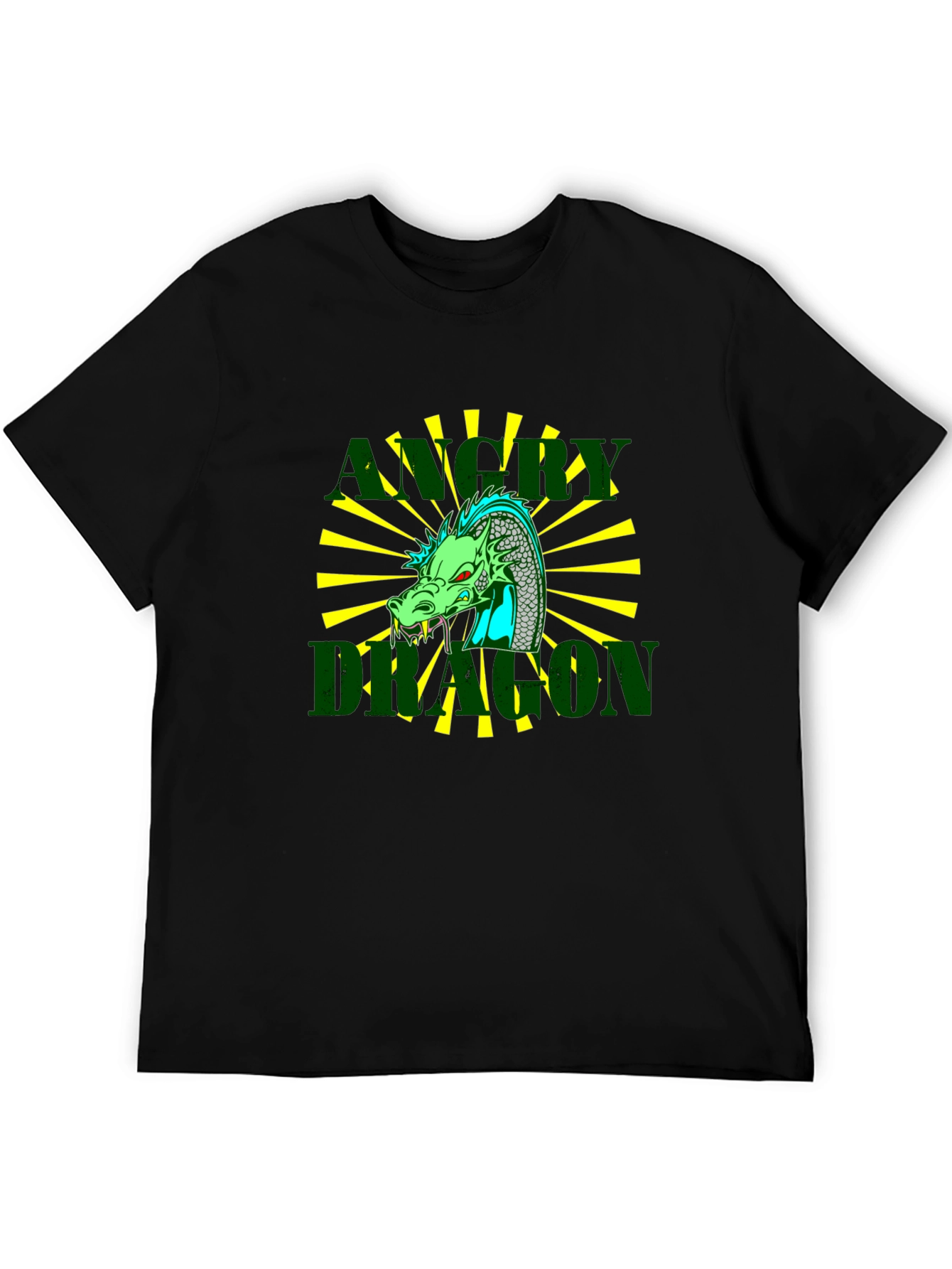 Angry Dragon Graphic Tee - Black Cotton T-Shirt