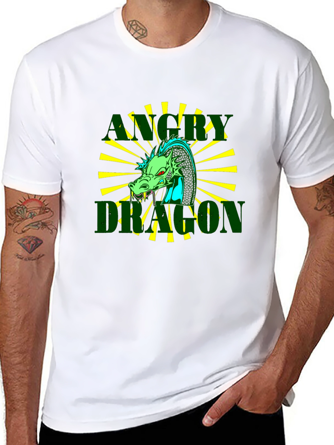 Angry Dragon Graphic Tee - Black Cotton T-Shirt