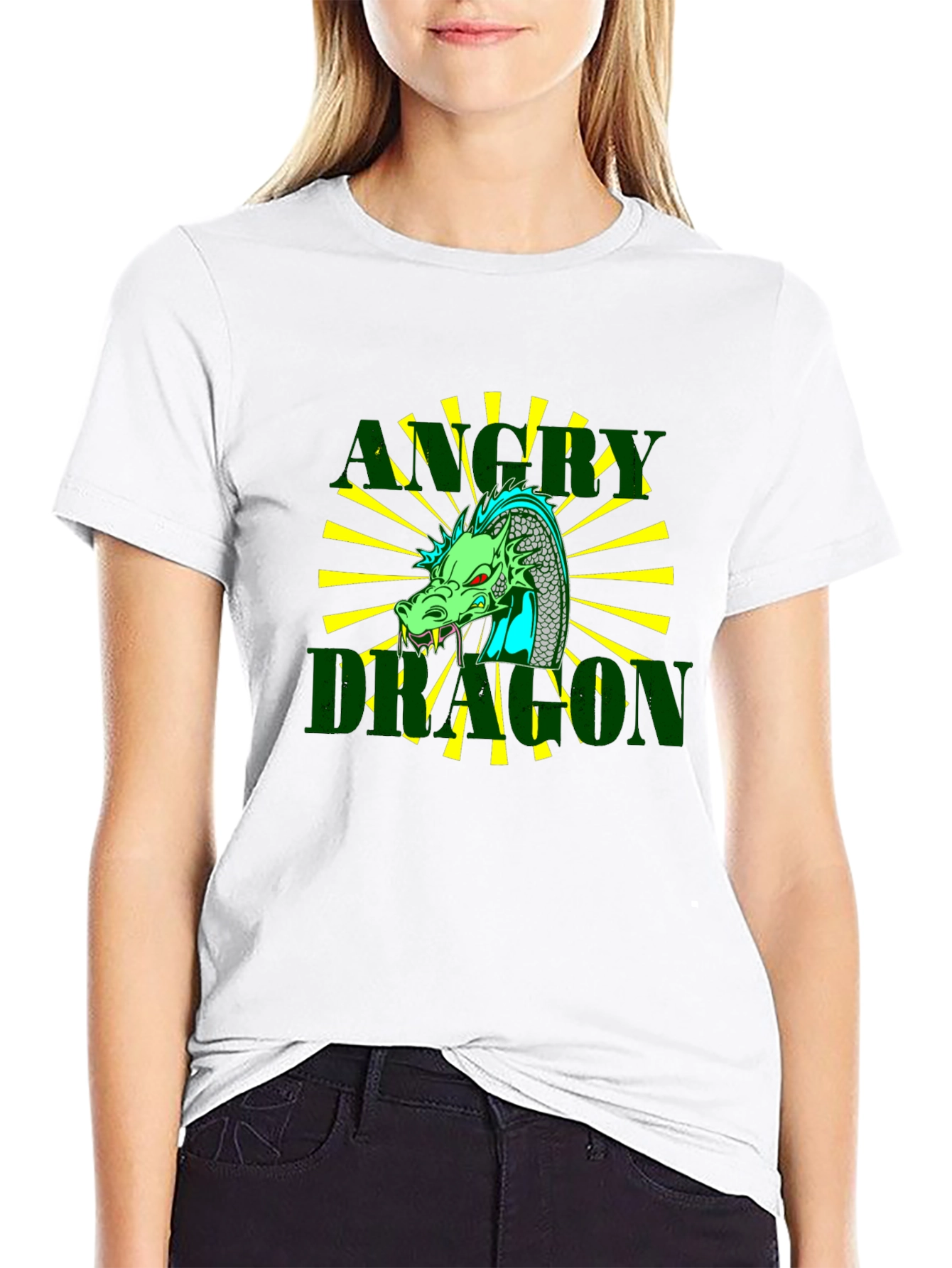 Angry Dragon Graphic Tee - Black Cotton T-Shirt