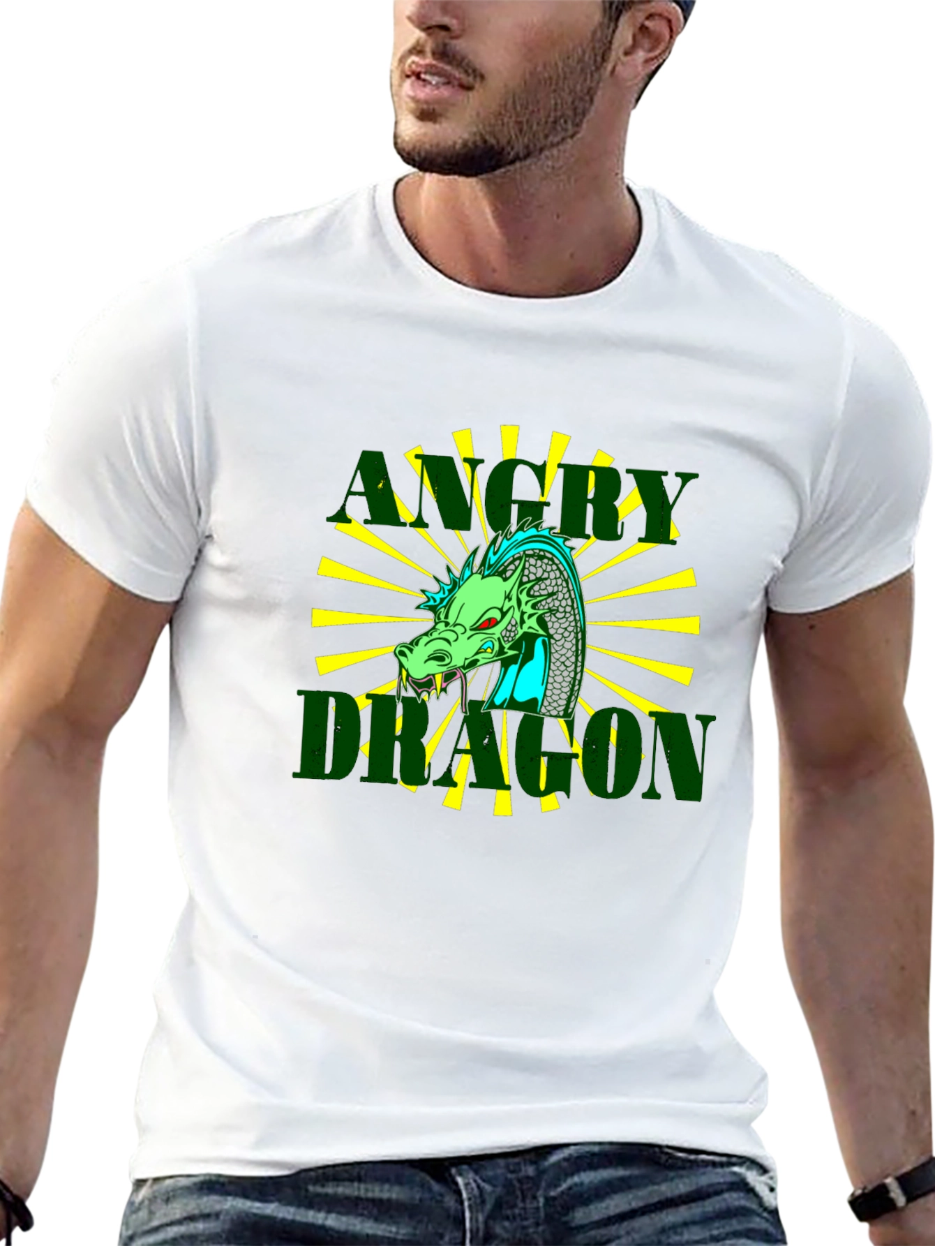 Angry Dragon Graphic Tee - Black Cotton T-Shirt