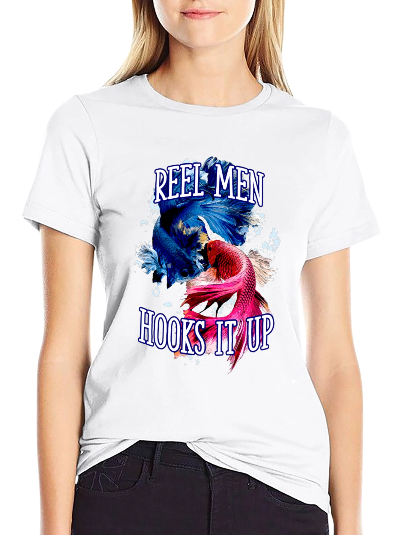 Reel Men Hooks It Up T-Shirt Fishing Graphic Tee