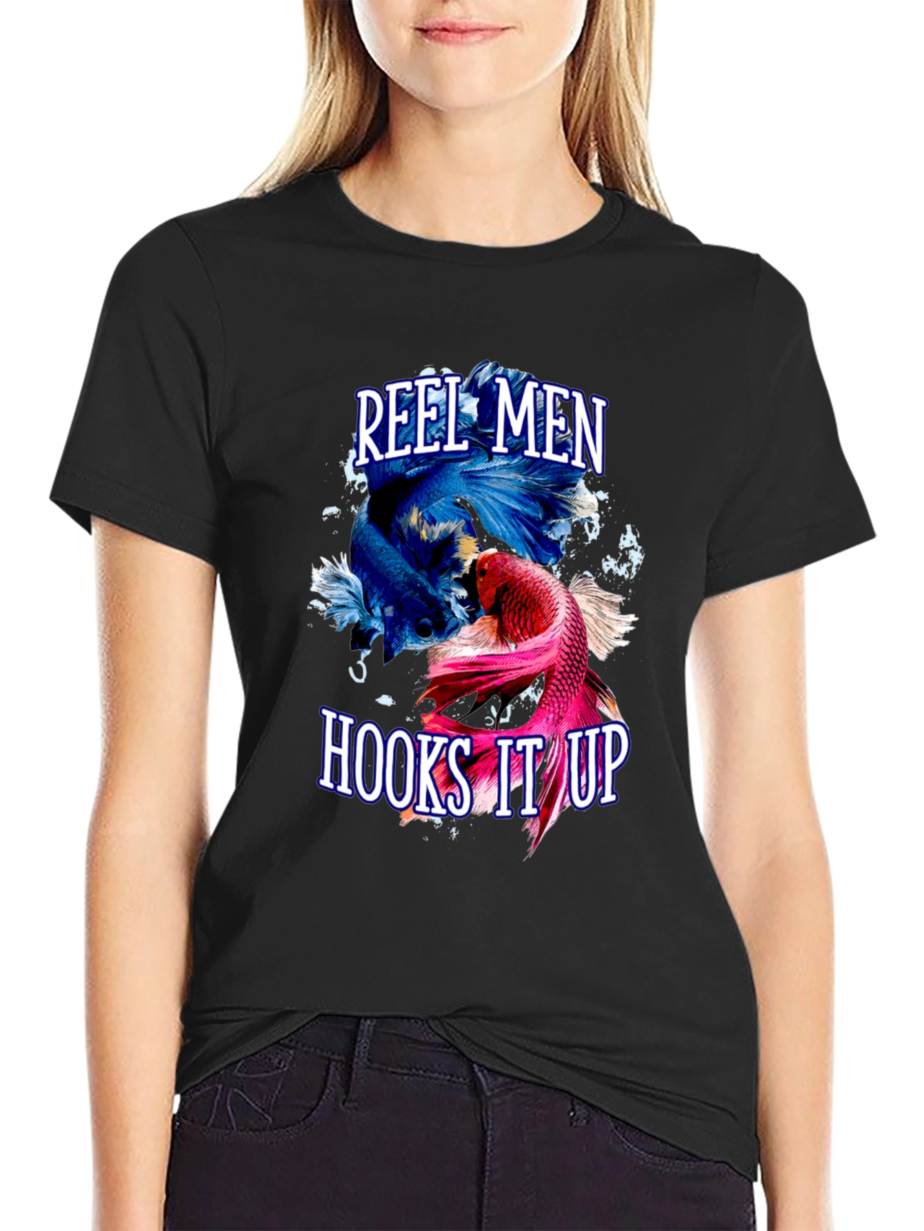 Reel Men Hooks It Up T-Shirt Fishing Graphic Tee