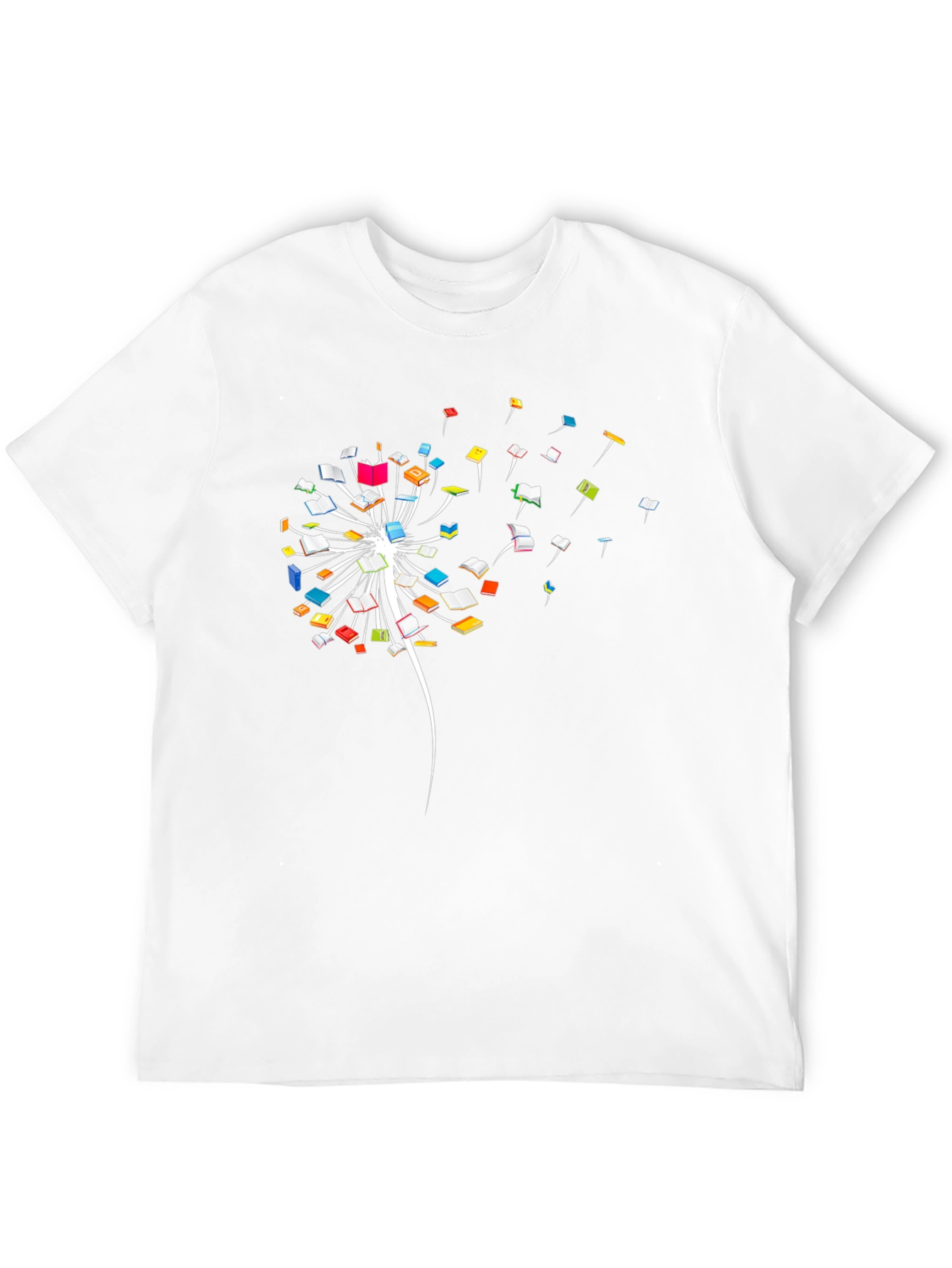 Book Dandelion Graphic Tee - Black Cotton T-Shirt