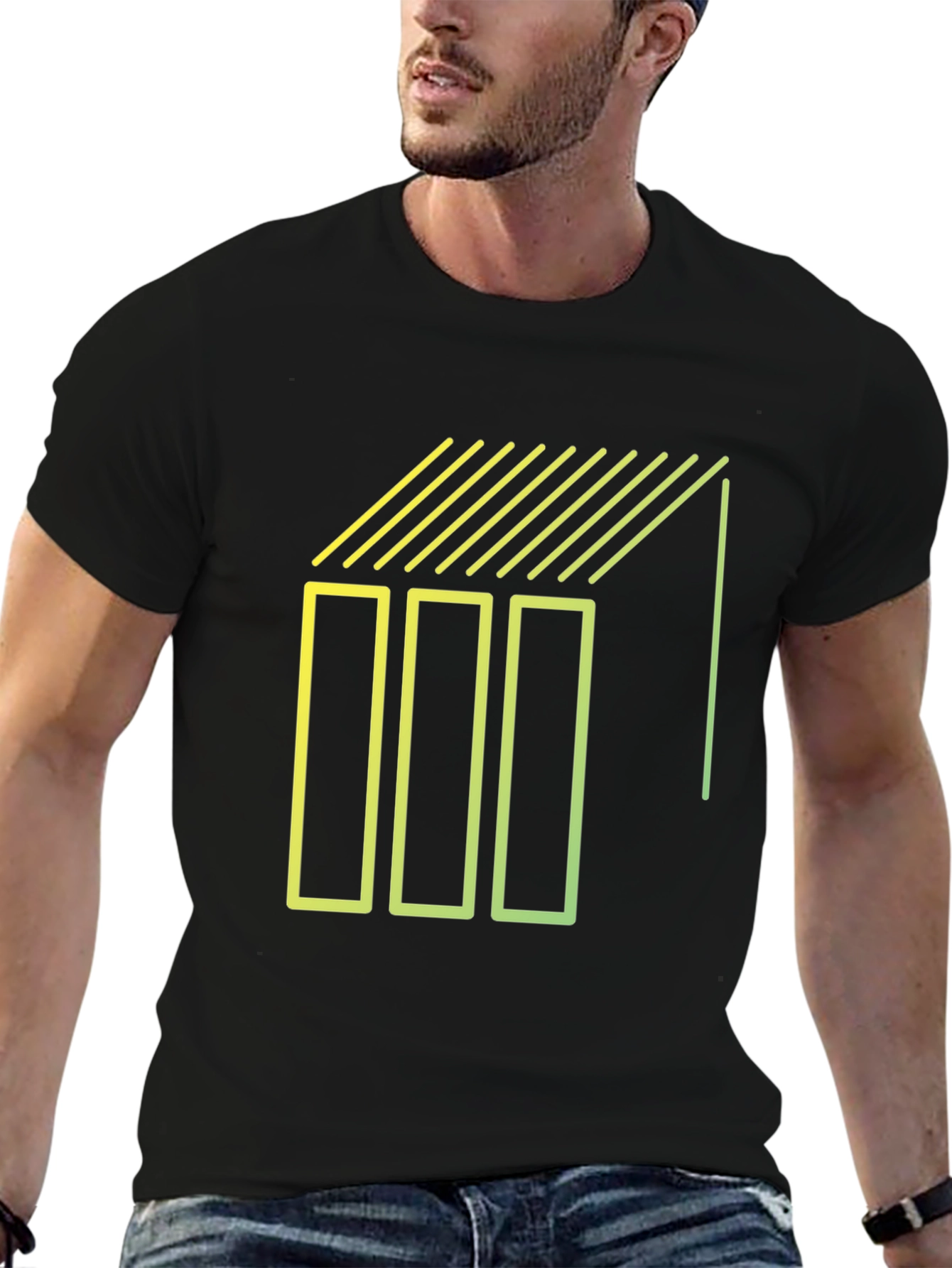 Geometric Line Art Graphic Tee - Modern Style Shirt