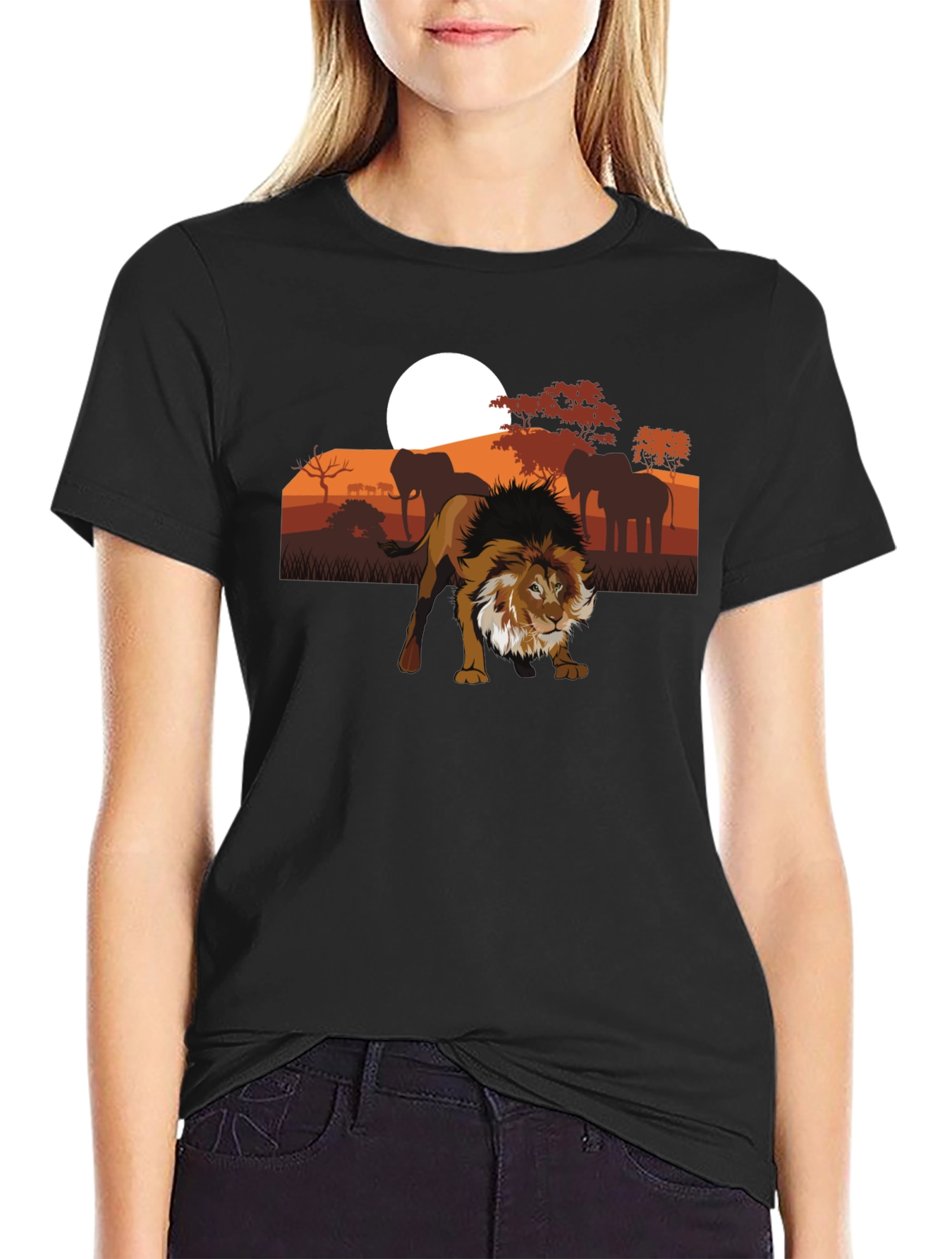 Lion Safari Graphic Tee - Unisex Black T-Shirt
