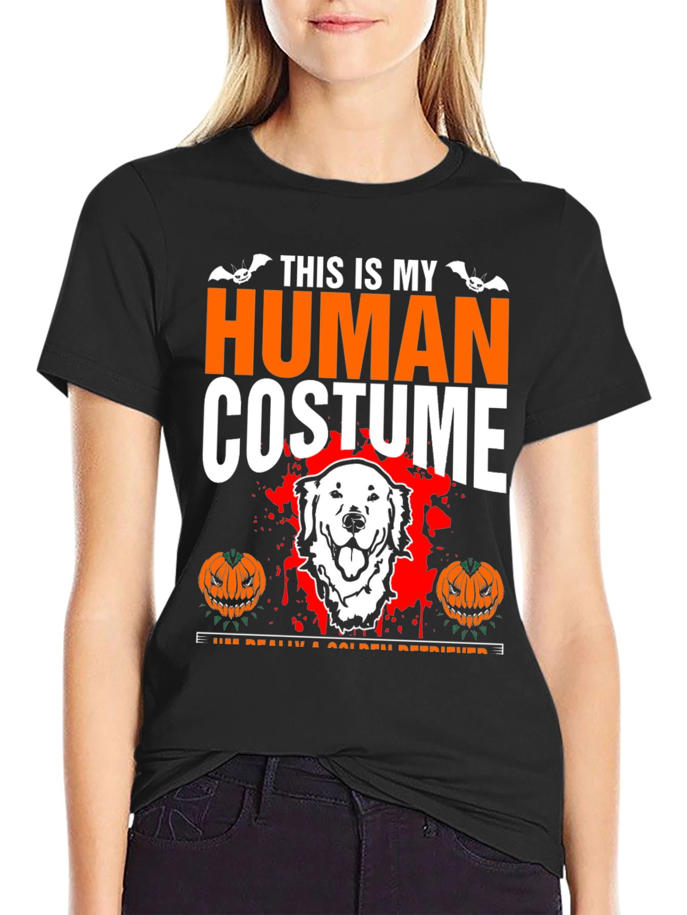 Halloween Golden Retriever Human Costume T-Shirt