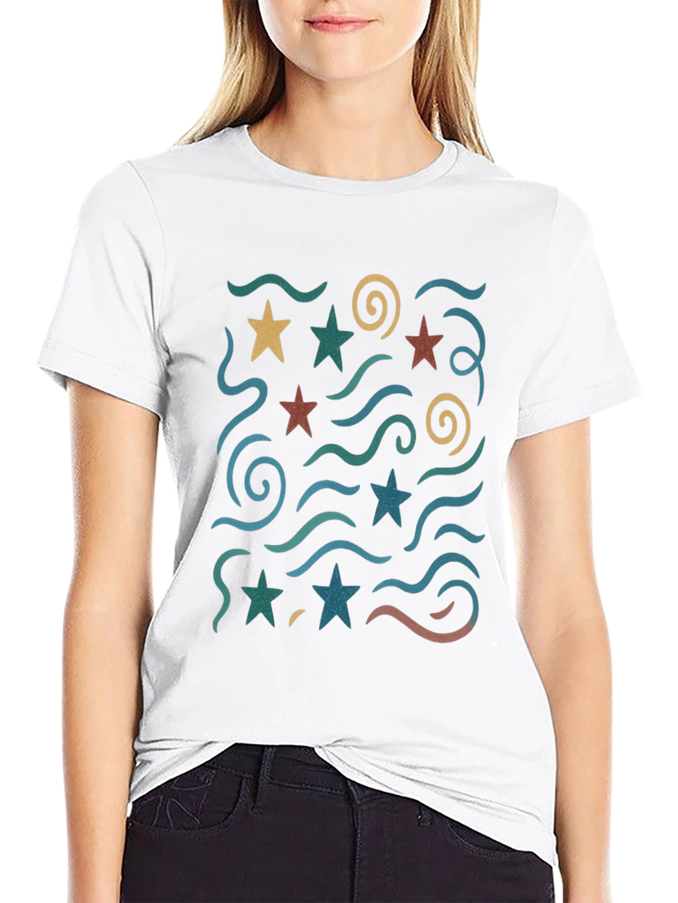 Retro Star & Swirl Graphic Tee