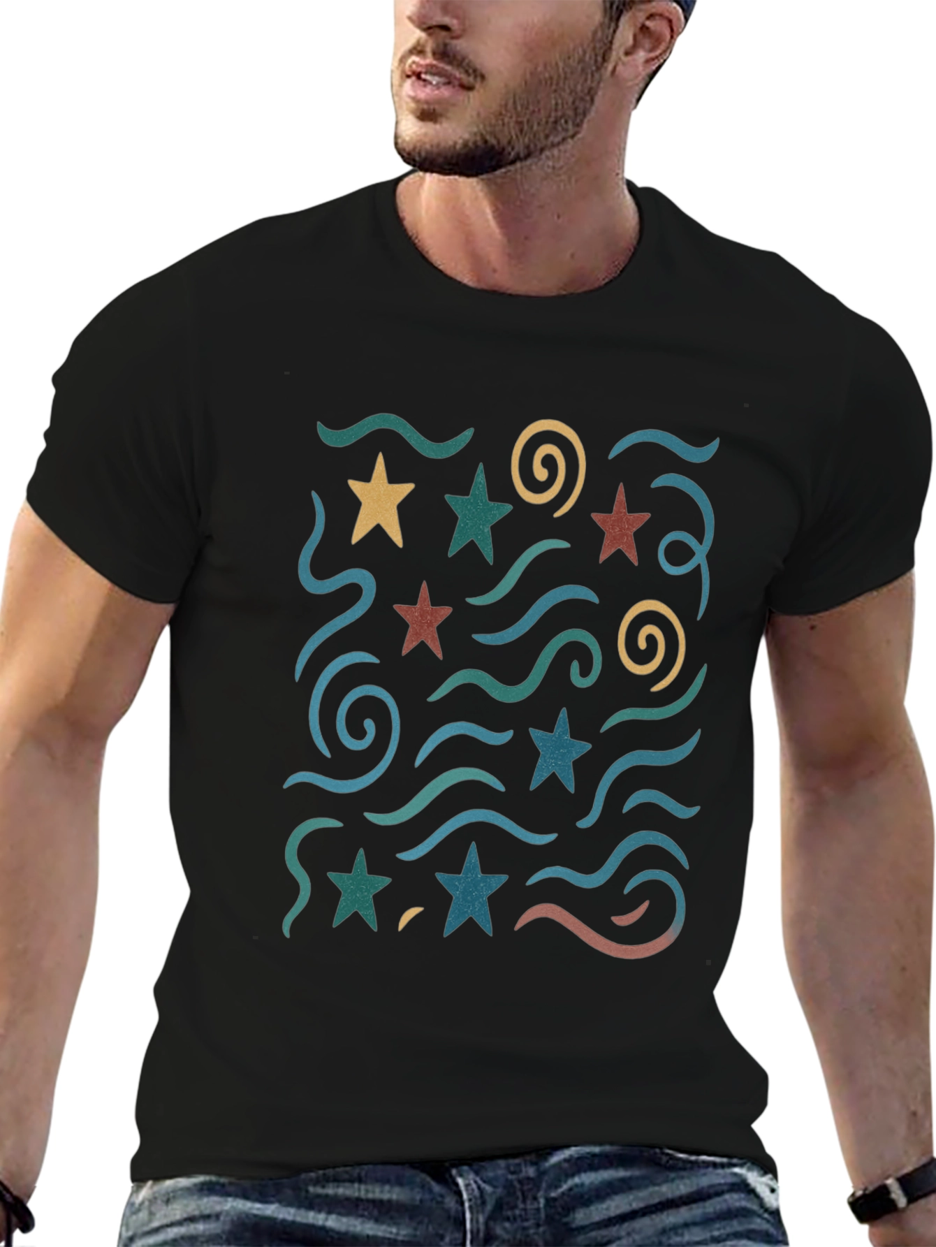 Retro Star & Swirl Graphic Tee