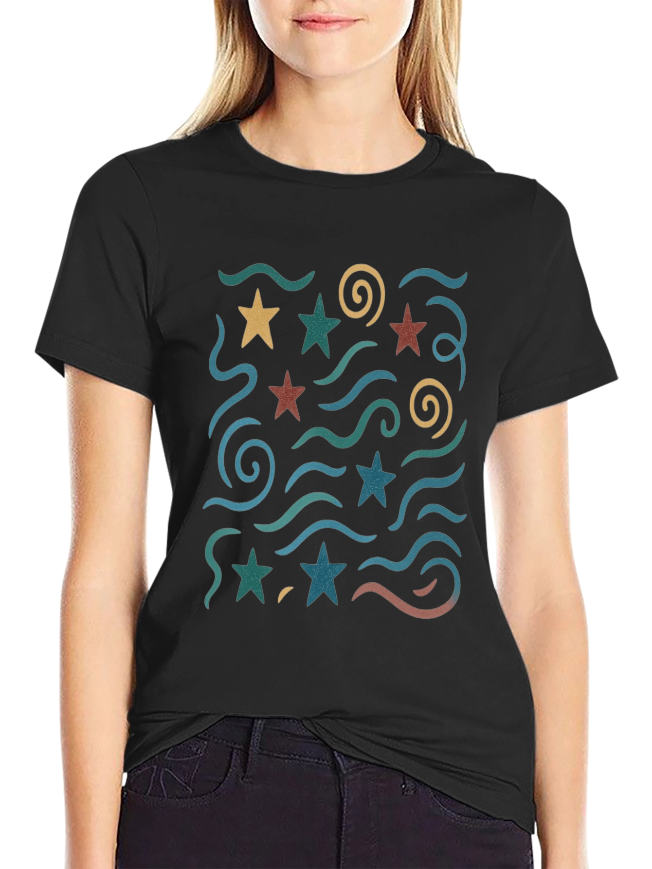 Retro Star & Swirl Graphic Tee