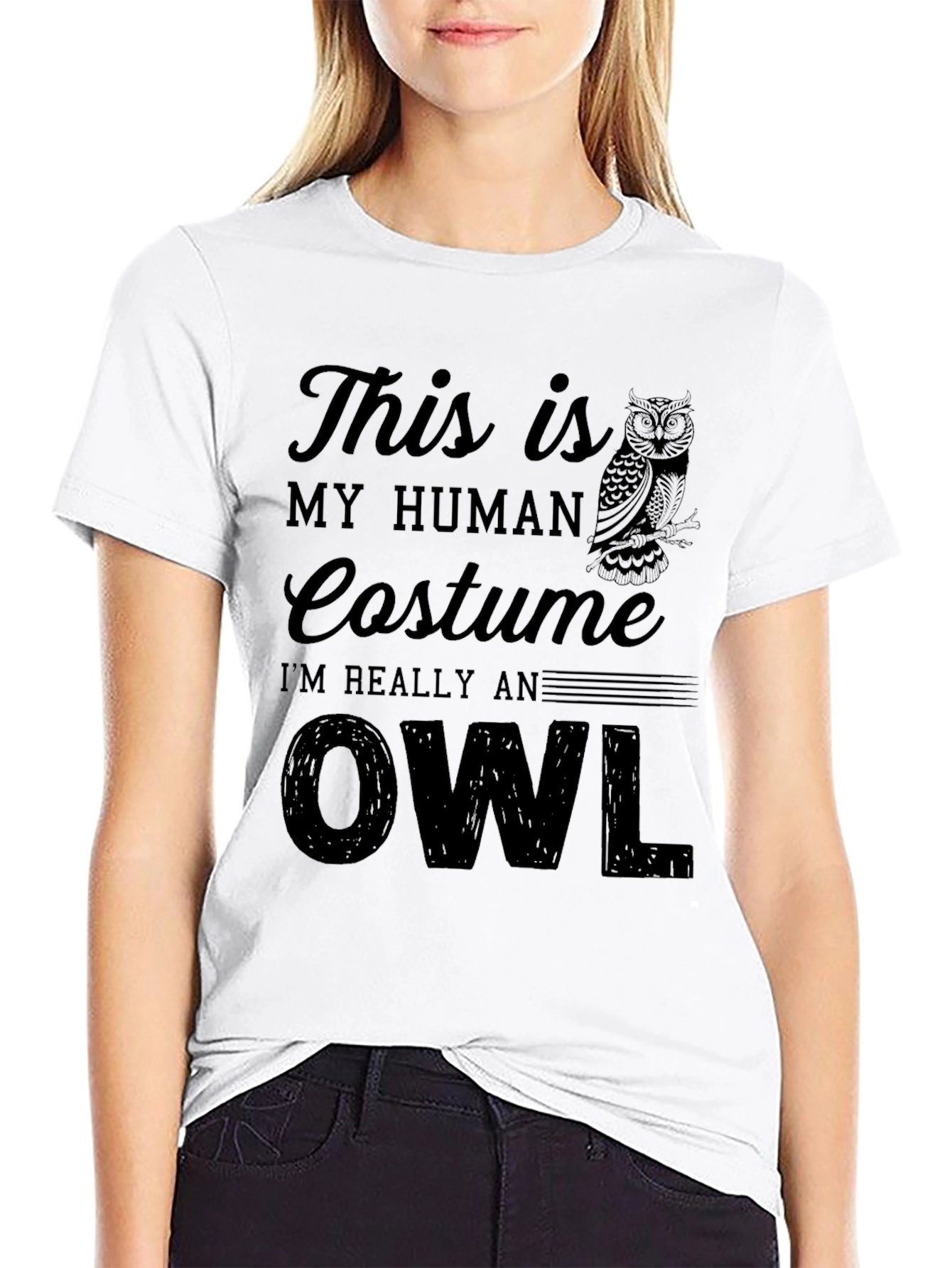 Human Costume Owl Graphic Novelty Tee