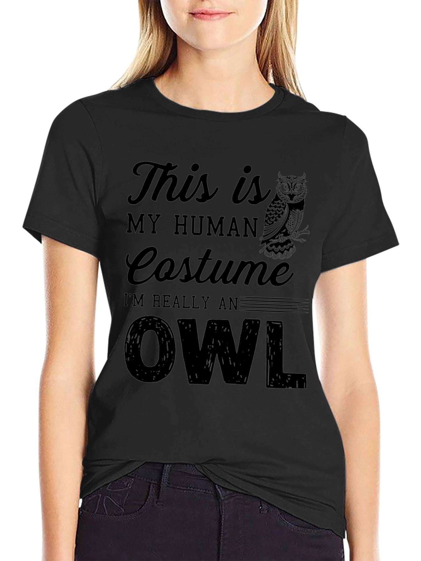 Human Costume Owl Graphic Novelty Tee
