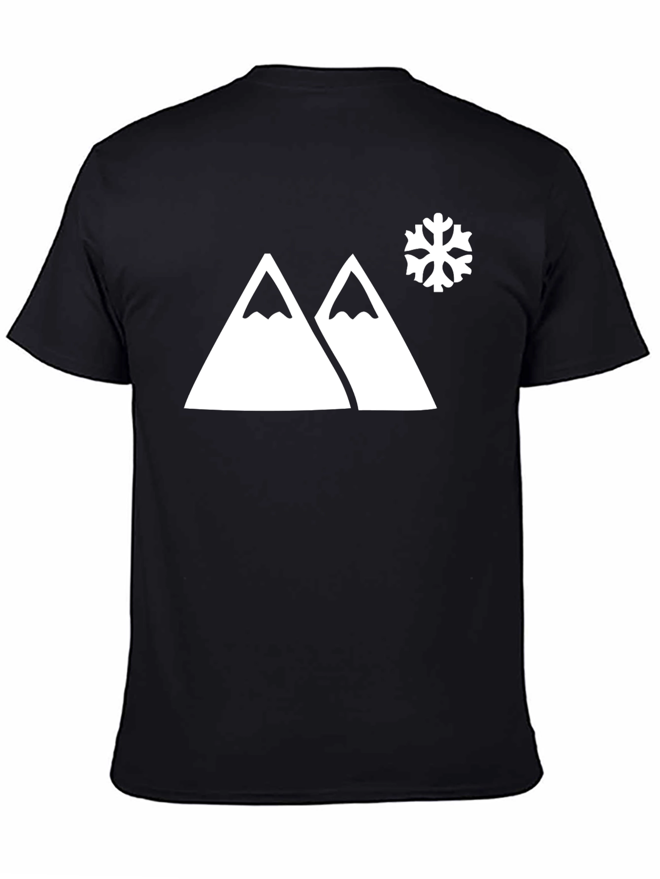Mountain & Snowflake Graphic Tee - Black Cotton Blend