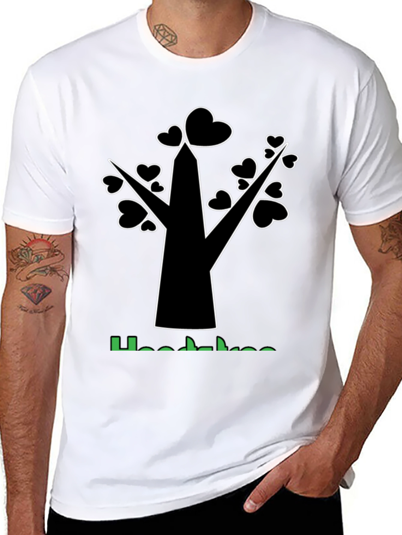 Heart Tree Graphic T-Shirt - Stylish Black Tee
