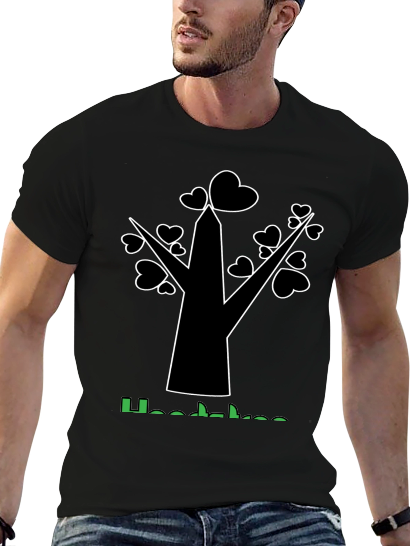 Heart Tree Graphic T-Shirt - Stylish Black Tee
