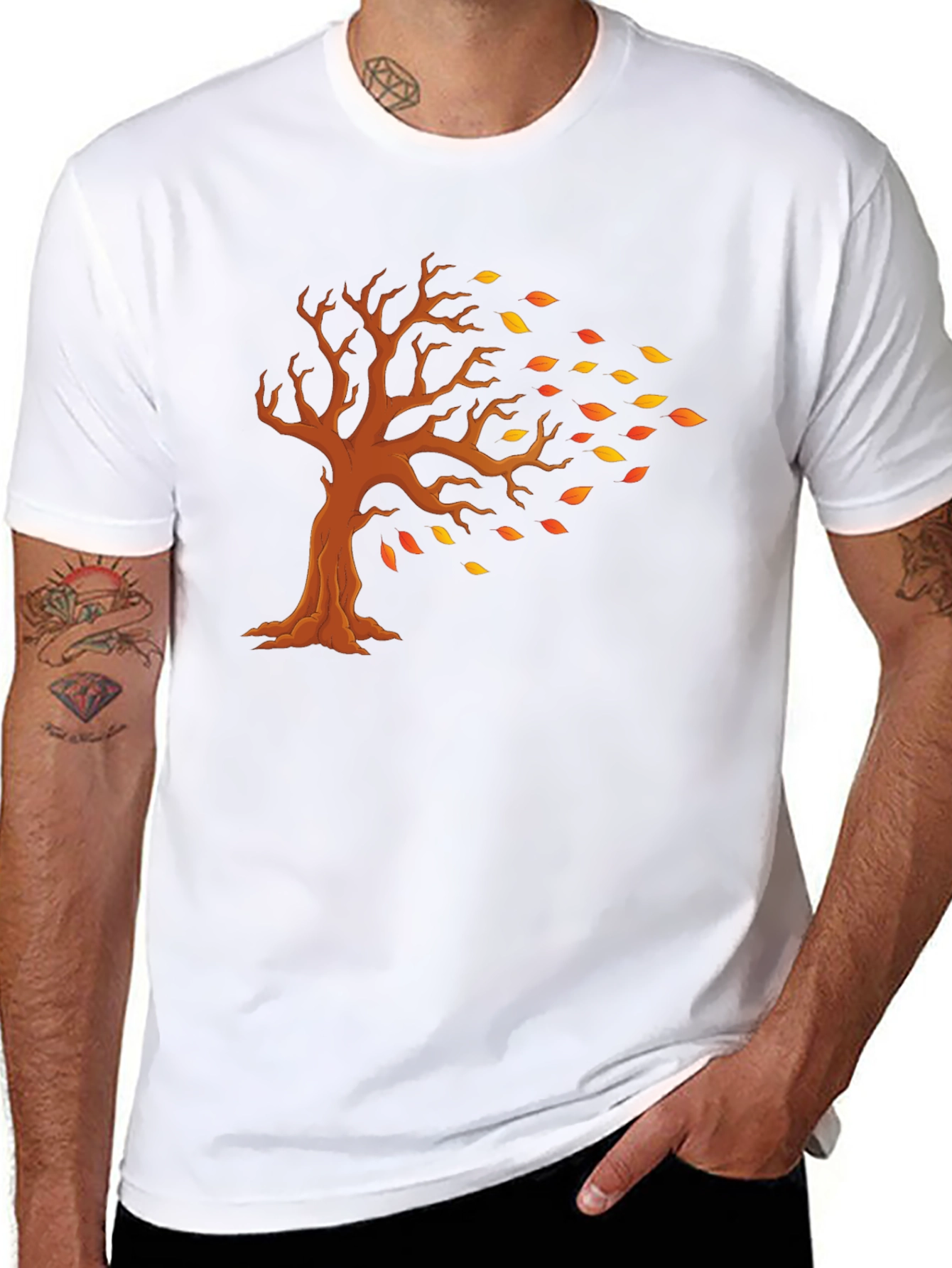 Fall Tree Graphic Tee - Black Cotton T-Shirt