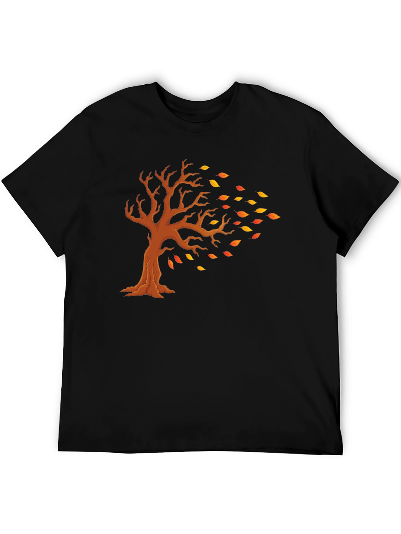 Fall Tree Graphic Tee - Black Cotton T-Shirt