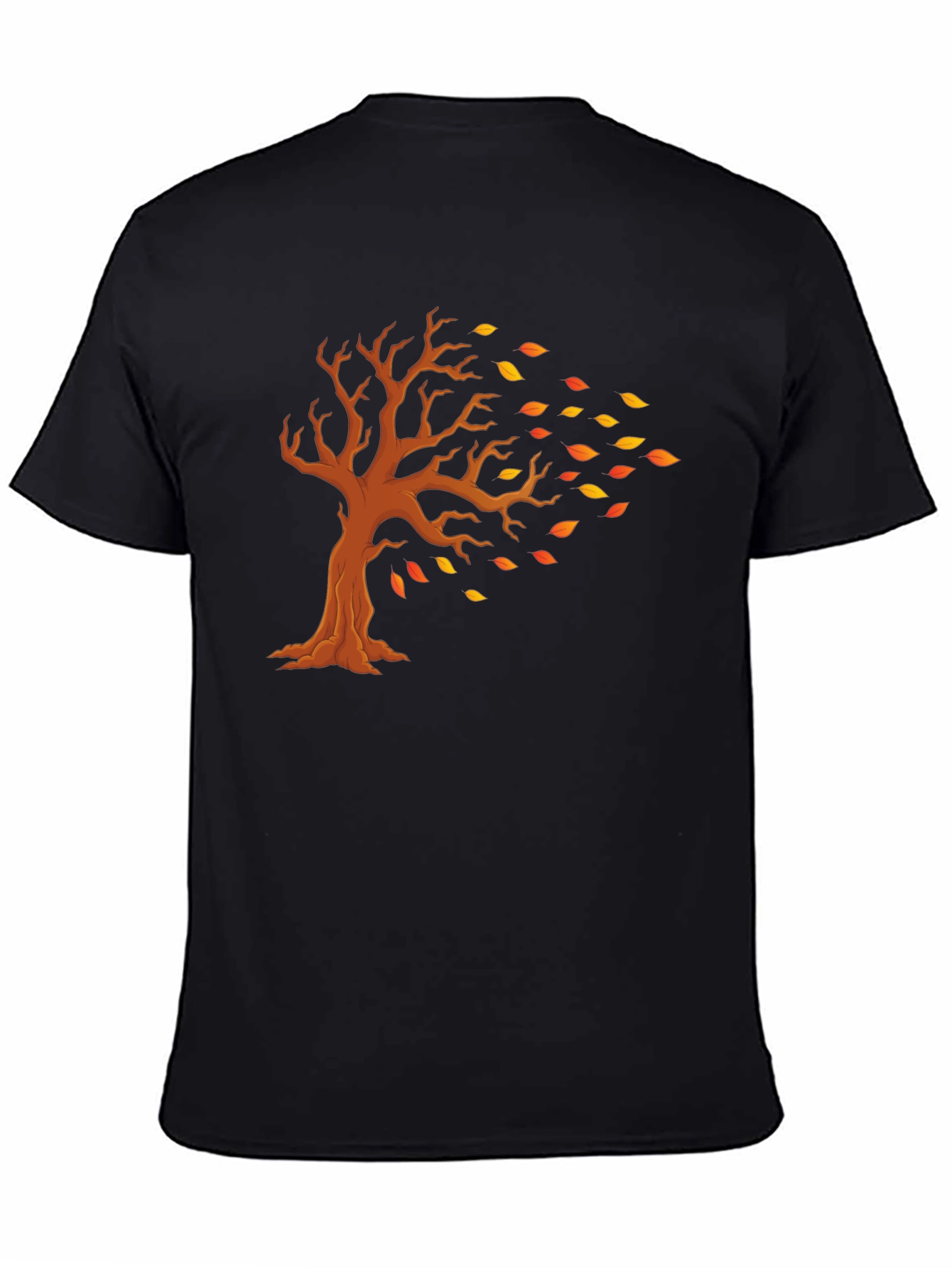 Fall Tree Graphic Tee - Black Cotton T-Shirt