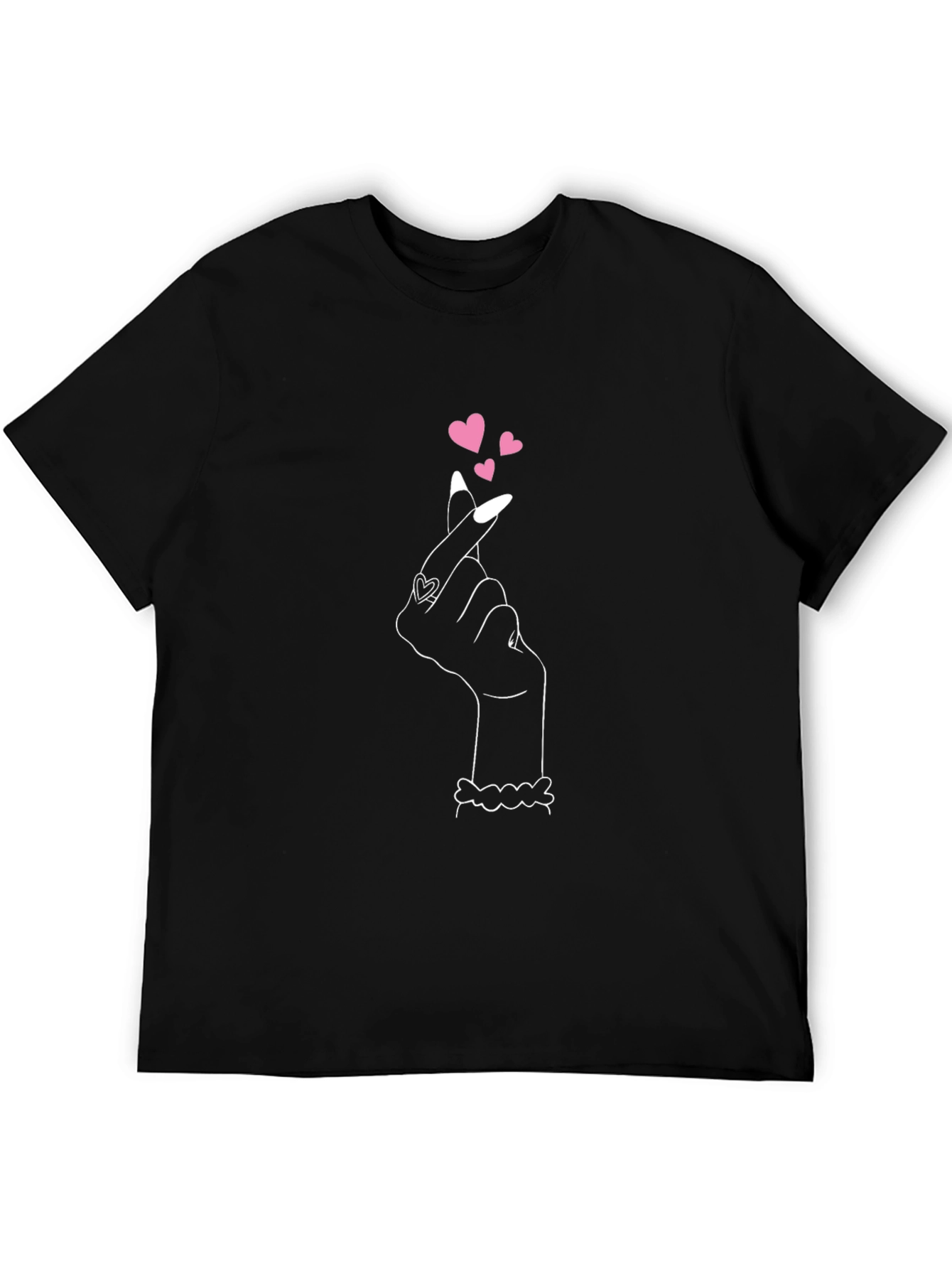 Heart Finger Gesture Graphic Tee - Black