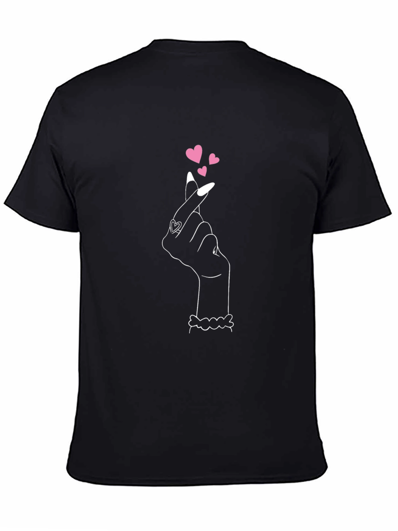 Heart Finger Gesture Graphic Tee - Black