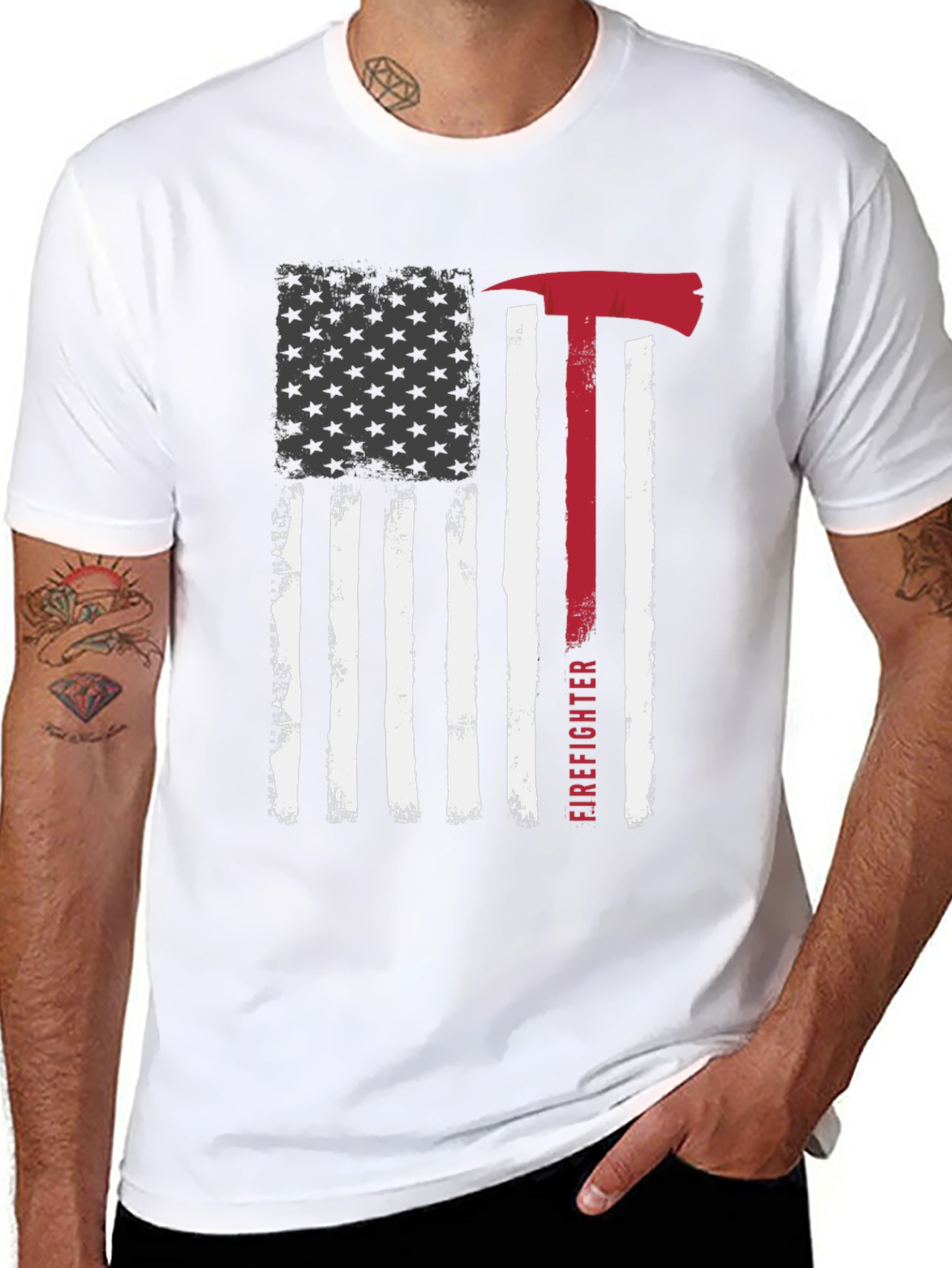 Firefighter American Flag Graphic Tee