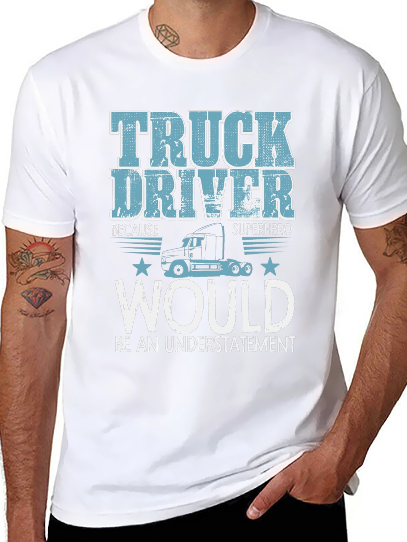 Truck Driver Superhero Black Graphic T-Shirt