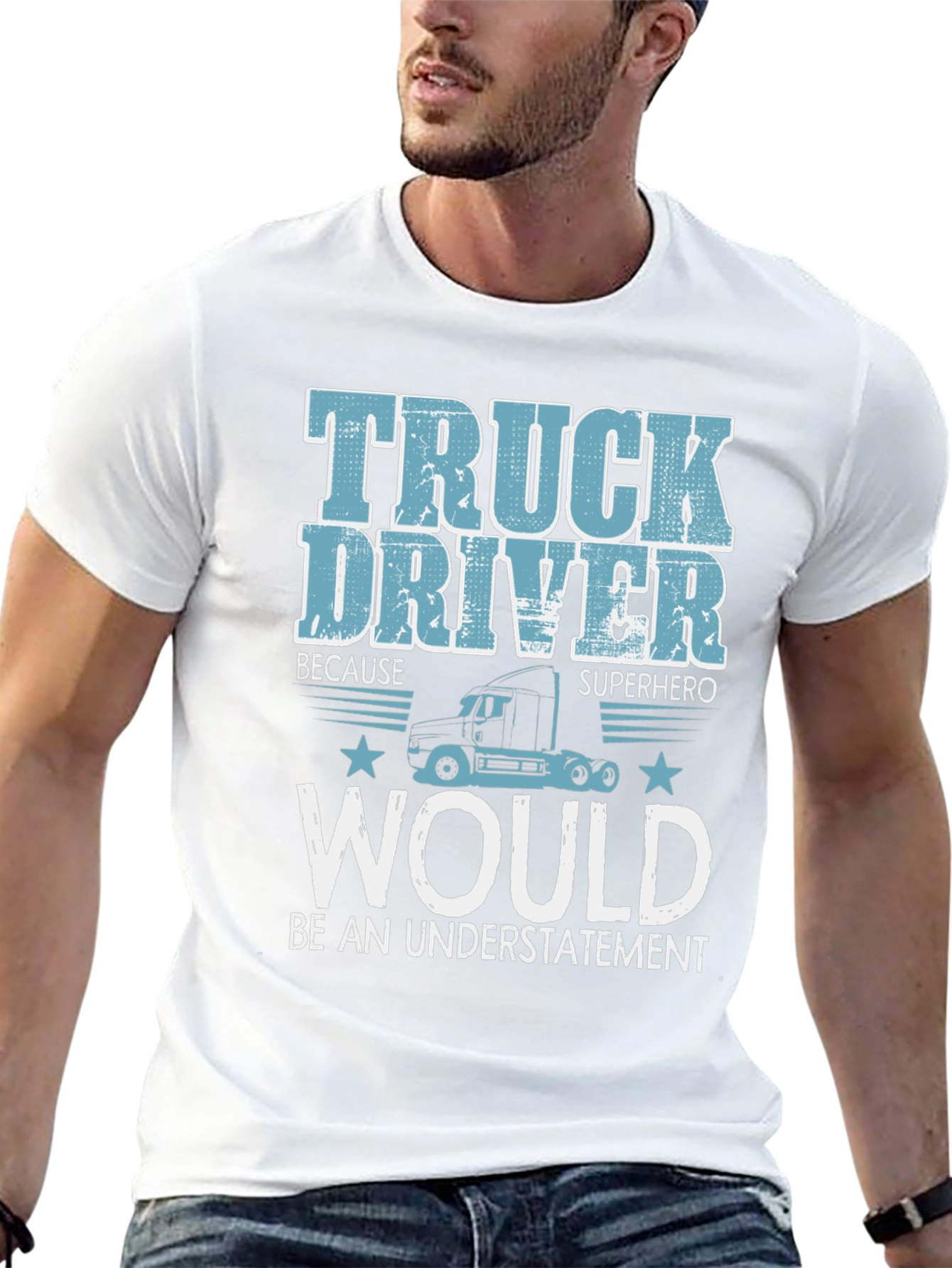 Truck Driver Superhero Black Graphic T-Shirt