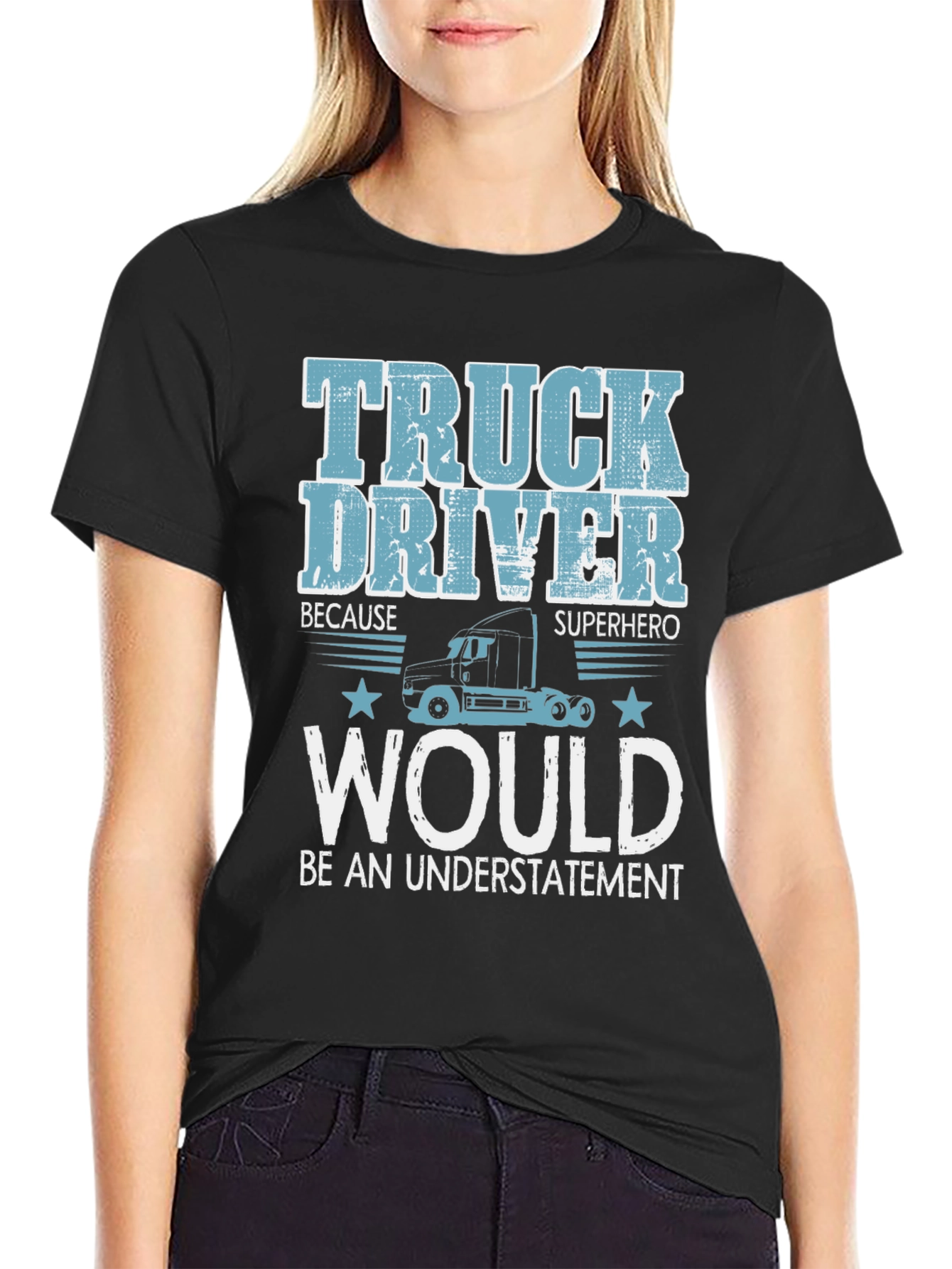 Truck Driver Superhero Black Graphic T-Shirt
