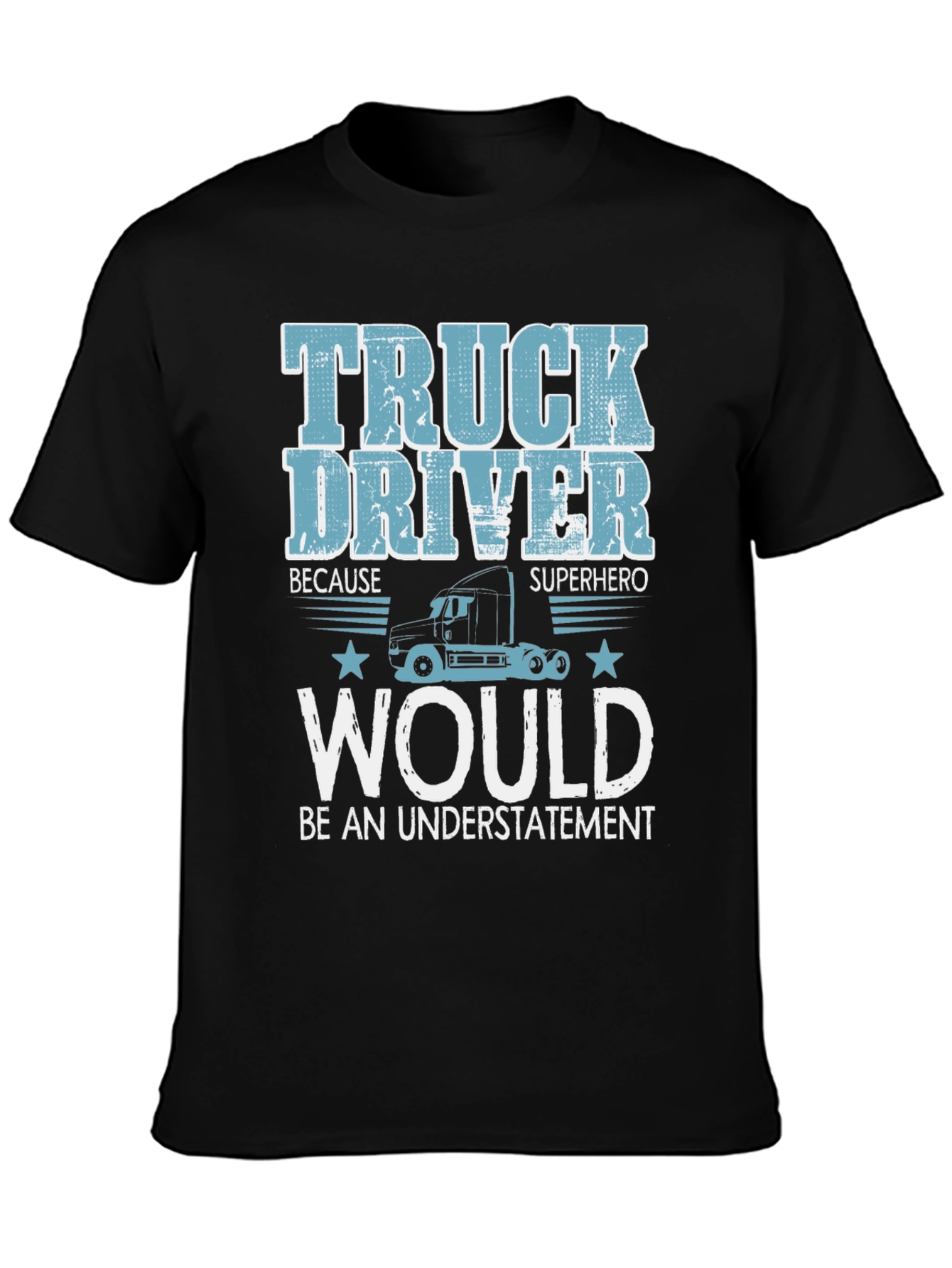 Truck Driver Superhero Black Graphic T-Shirt