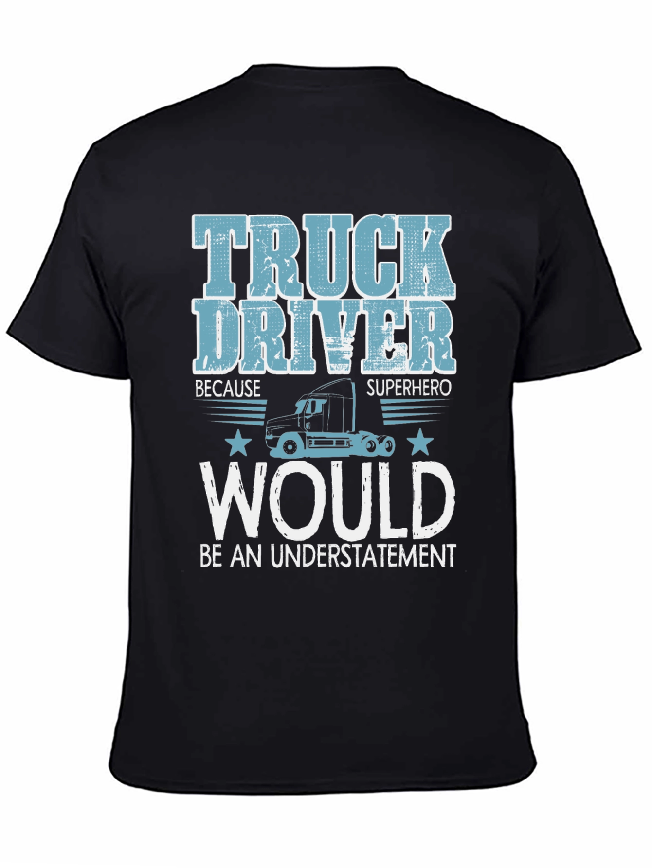 Truck Driver Superhero Black Graphic T-Shirt