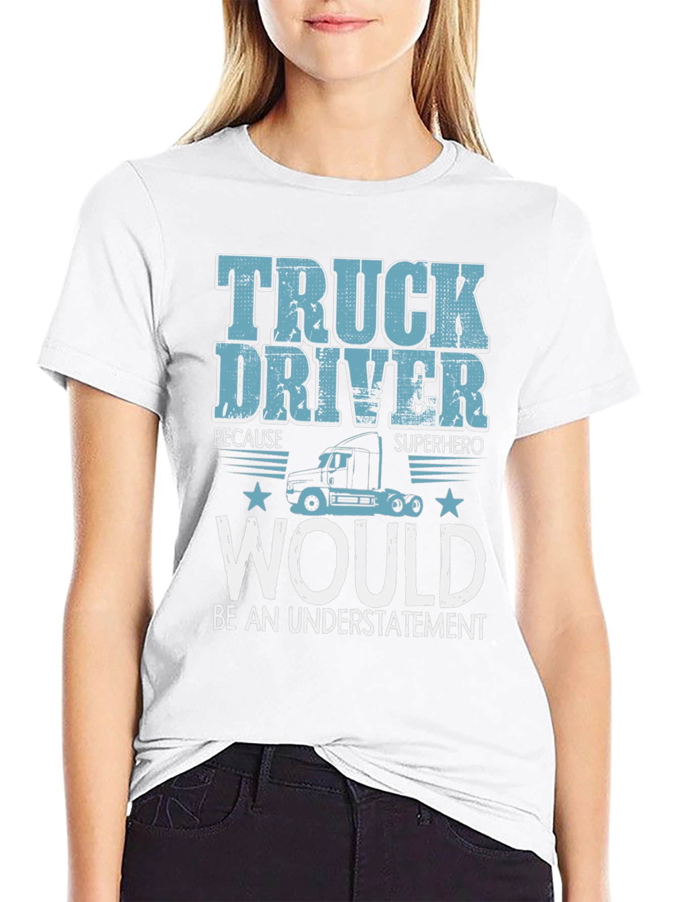Truck Driver Superhero Black Graphic T-Shirt