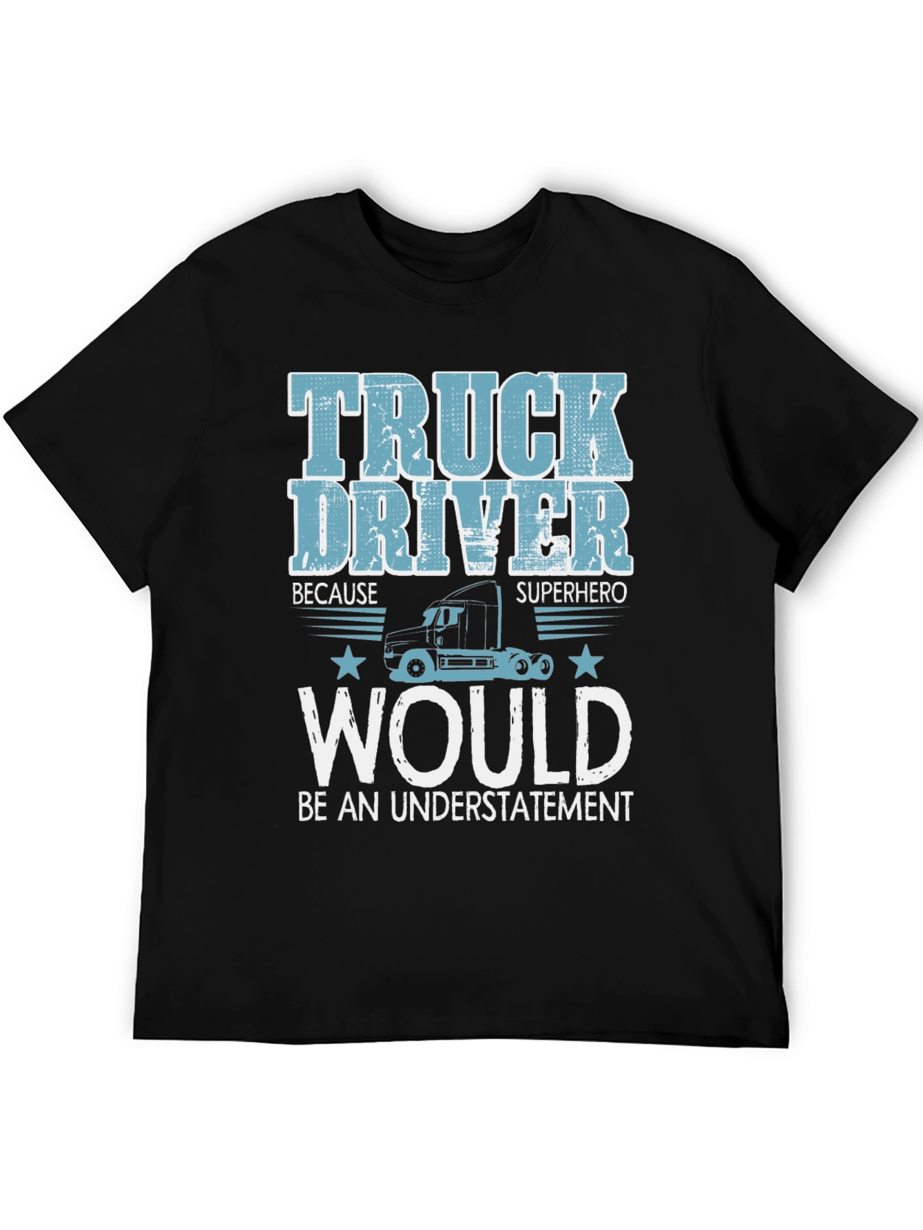 Truck Driver Superhero Black Graphic T-Shirt