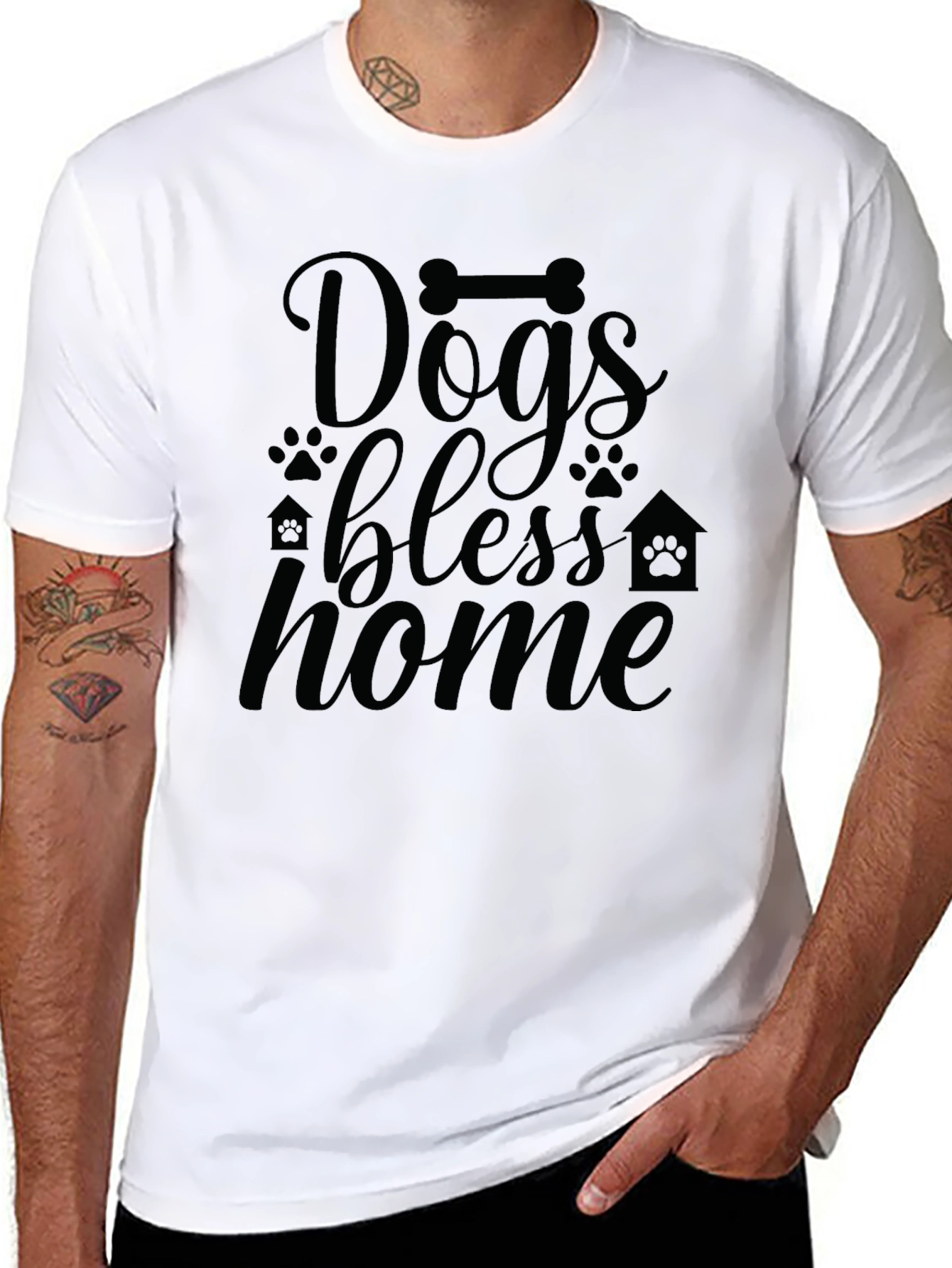 Dogs Bless Home T-Shirt - Black