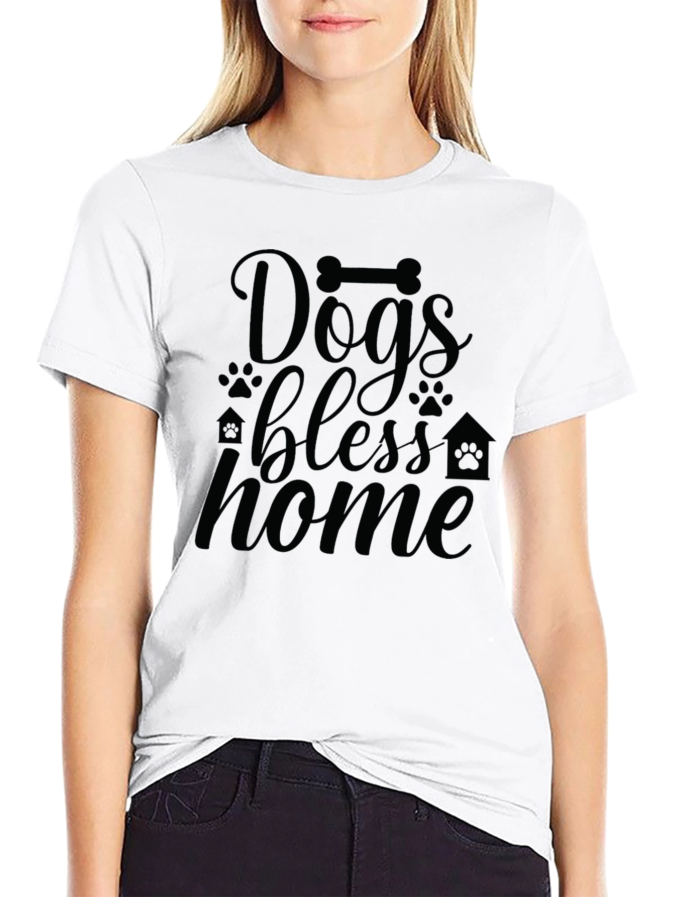 Dogs Bless Home T-Shirt - Black