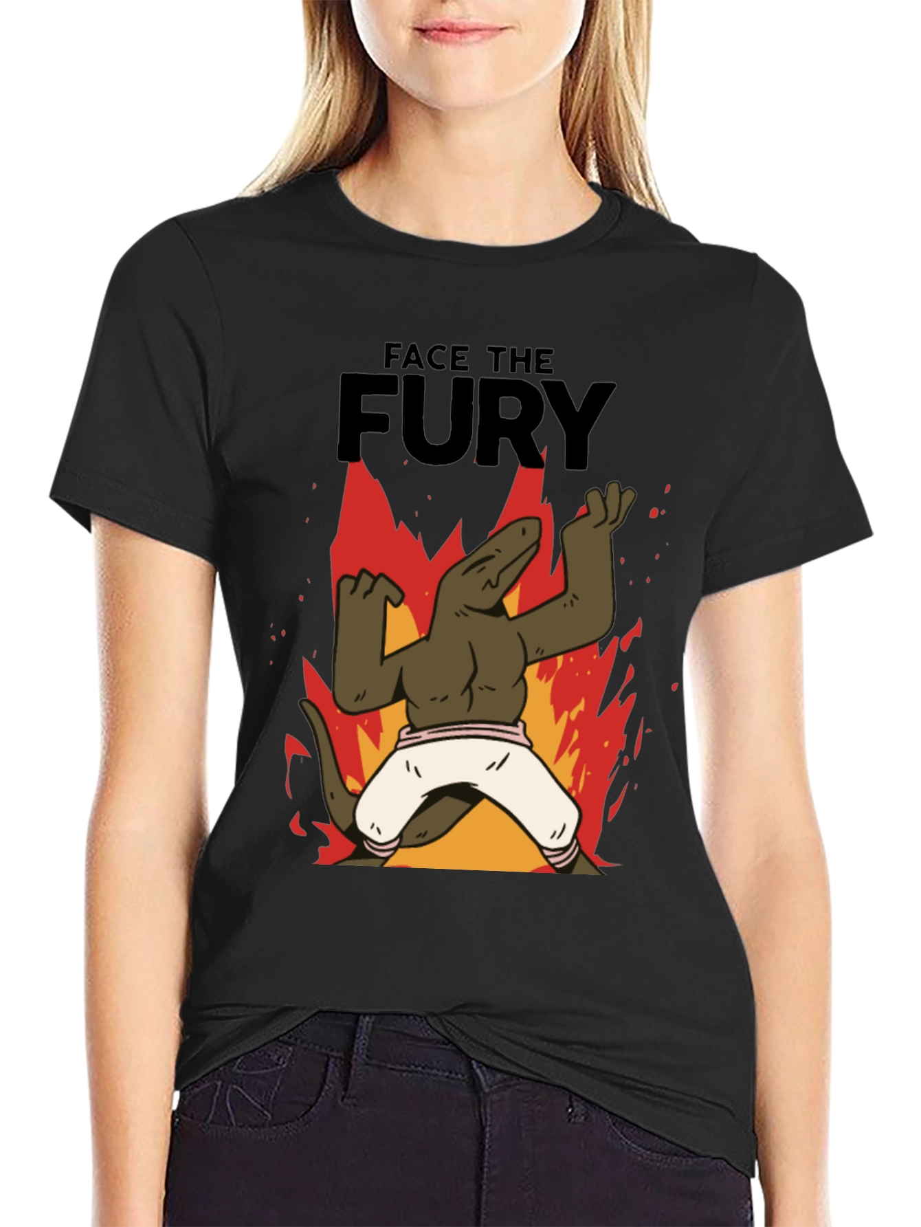 Face The Fury T-Shirt - Funny Lizard Fire Design