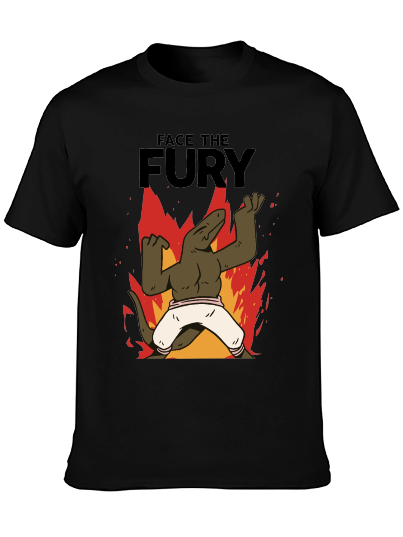 Face The Fury T-Shirt - Funny Lizard Fire Design