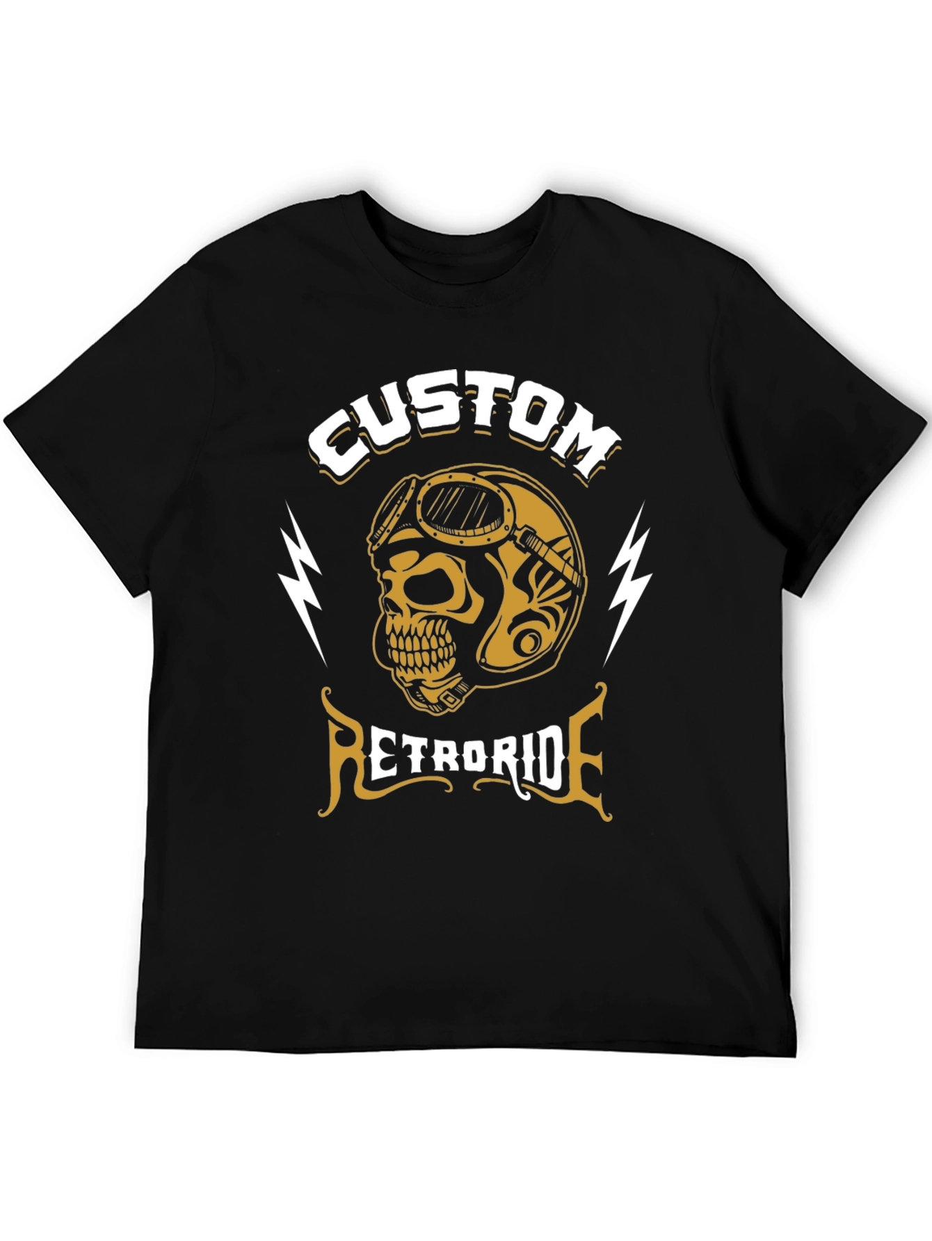 Custom Retroride Skull Helmet Black T-Shirt