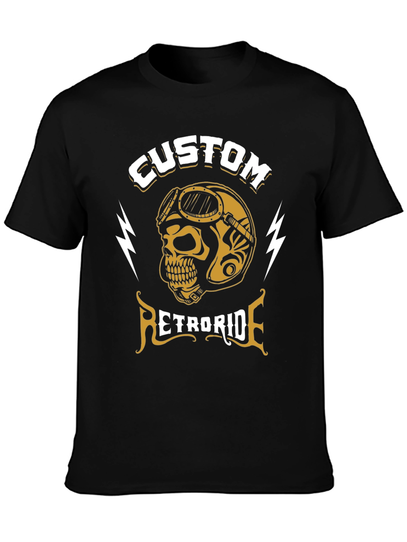 Custom Retroride Skull Helmet Black T-Shirt