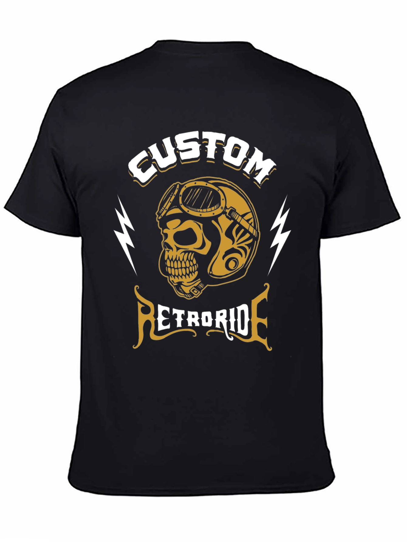 Custom Retroride Skull Helmet Black T-Shirt