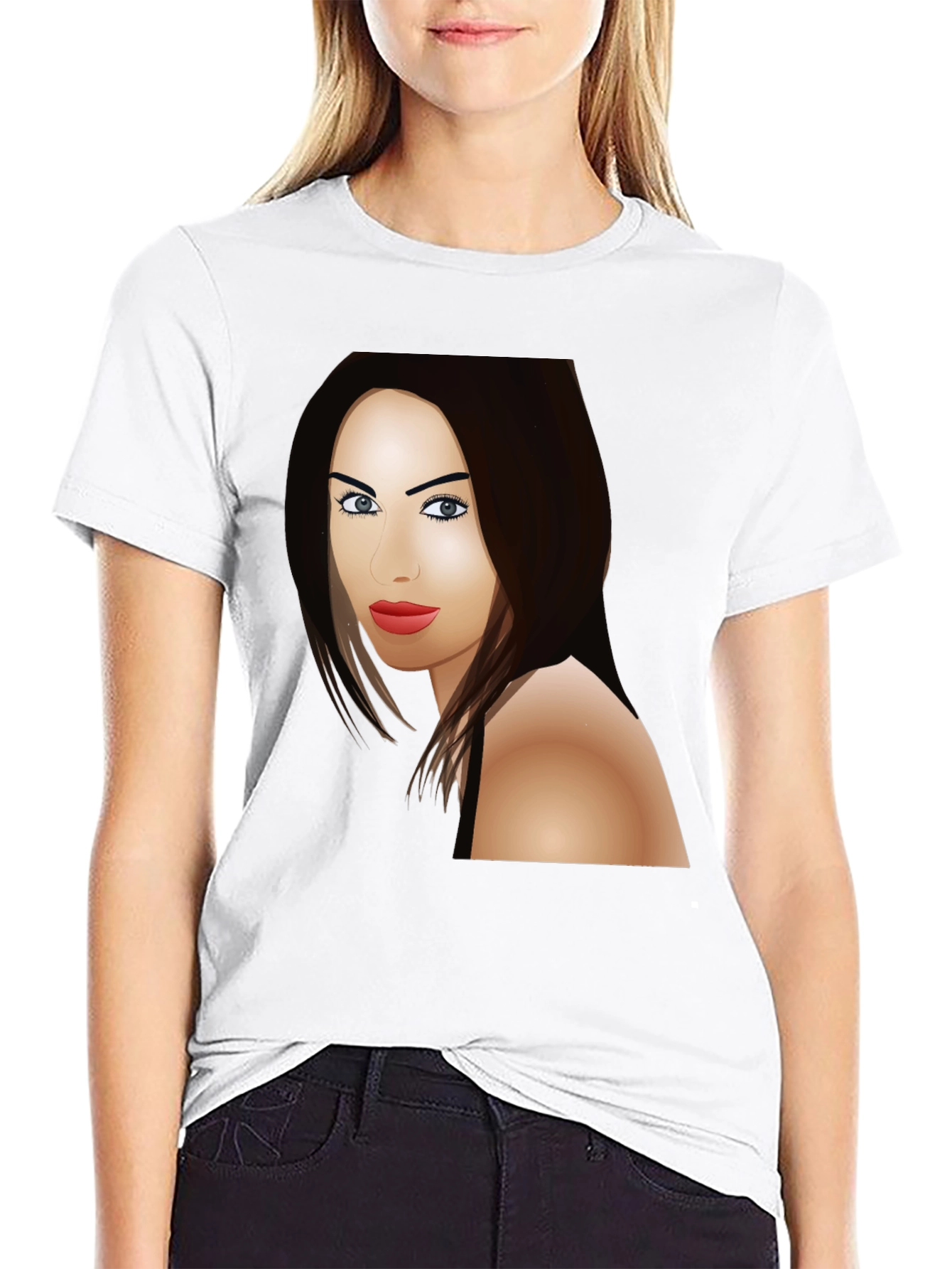 Megan Fox Cartoon T-Shirt - Black