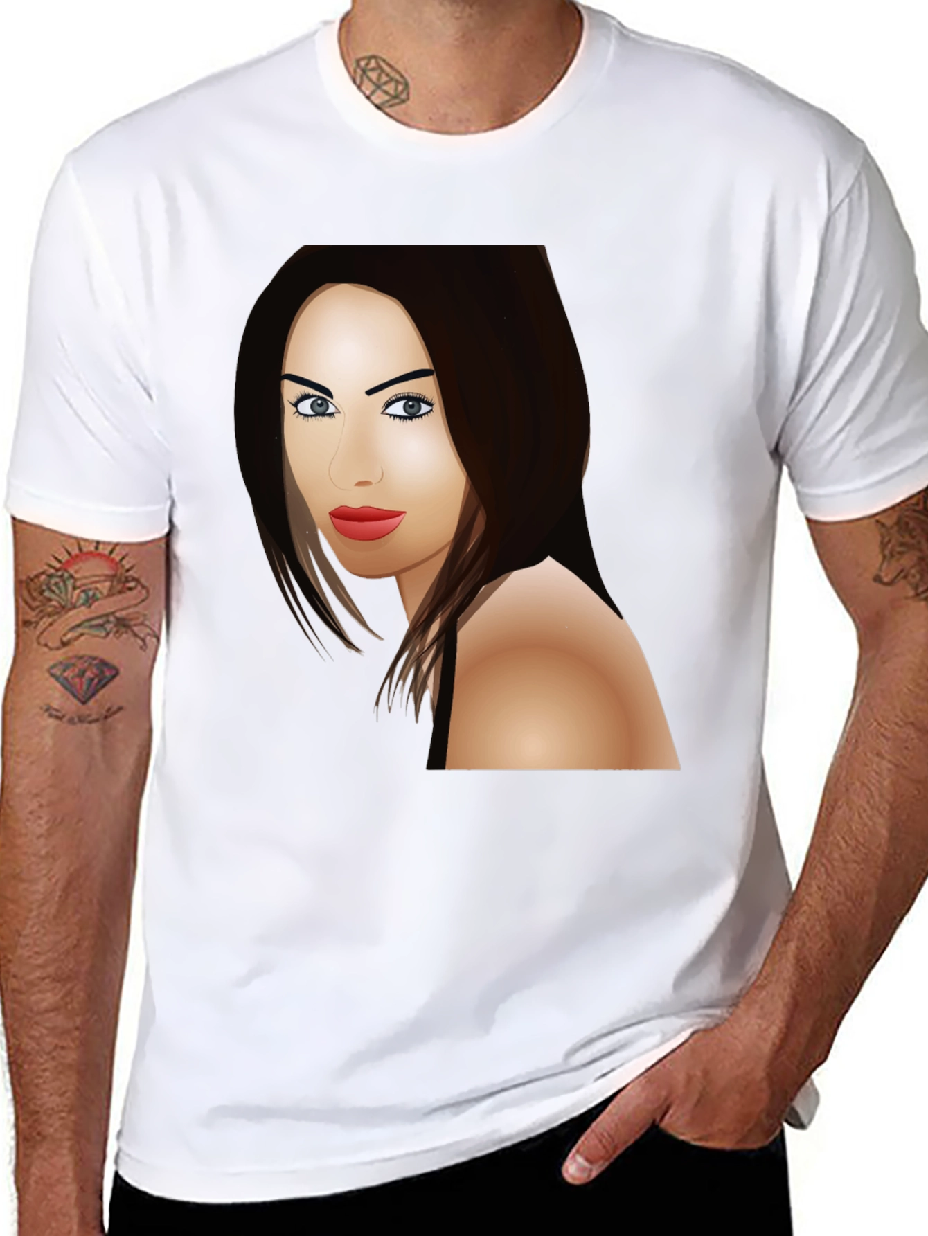 Megan Fox Cartoon T-Shirt - Black