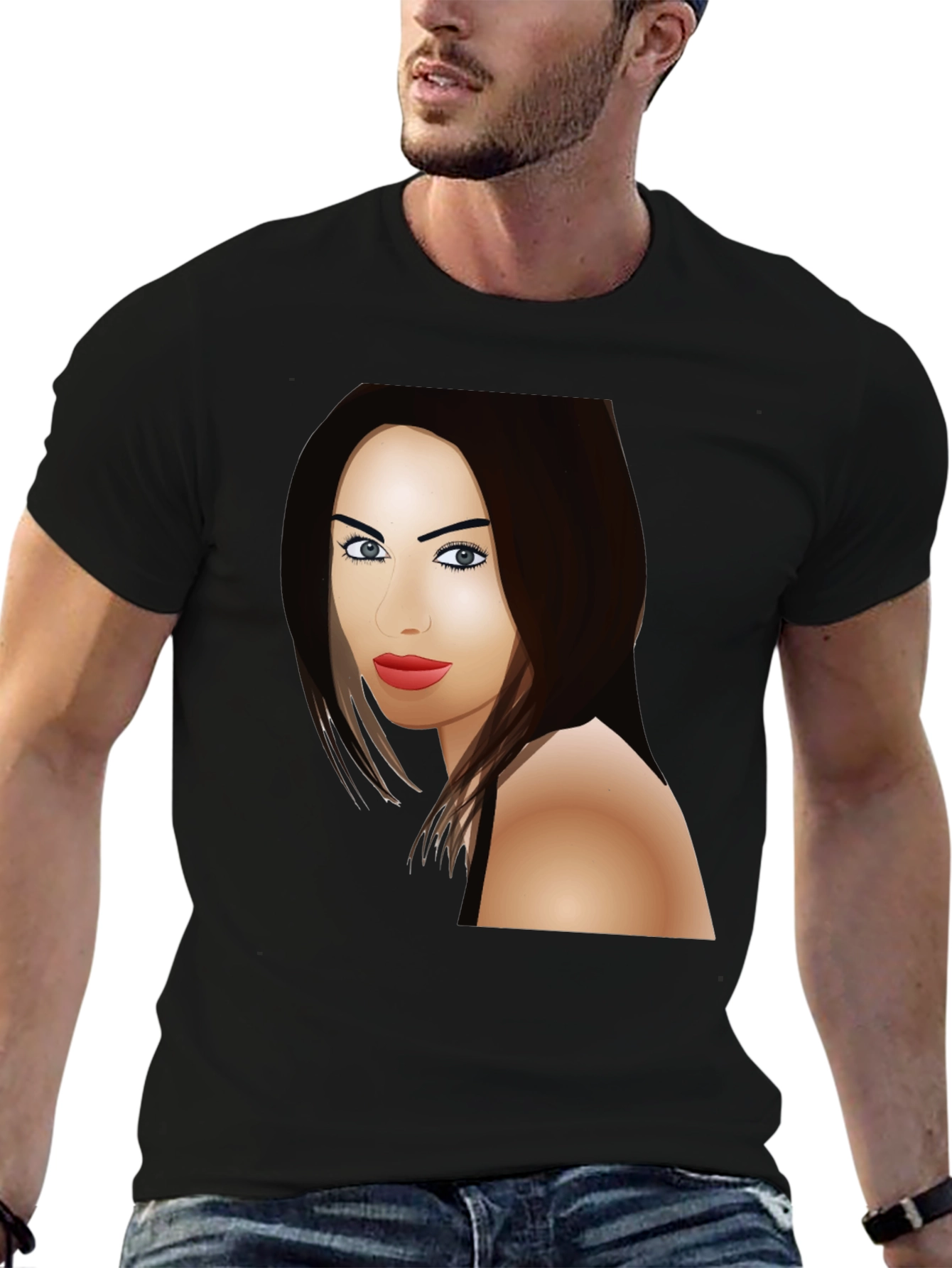 Megan Fox Cartoon T-Shirt - Black