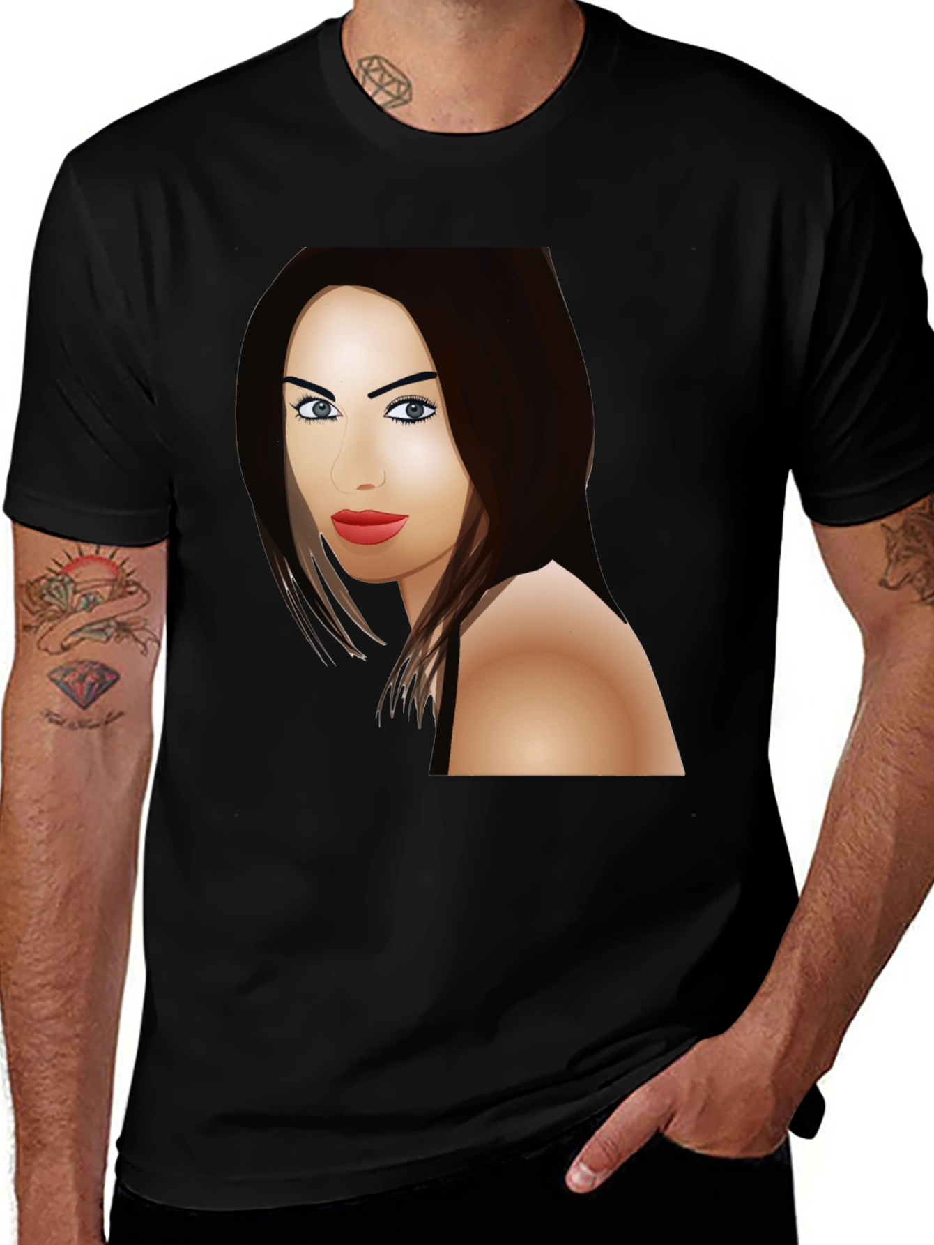 Megan Fox Cartoon T-Shirt - Black
