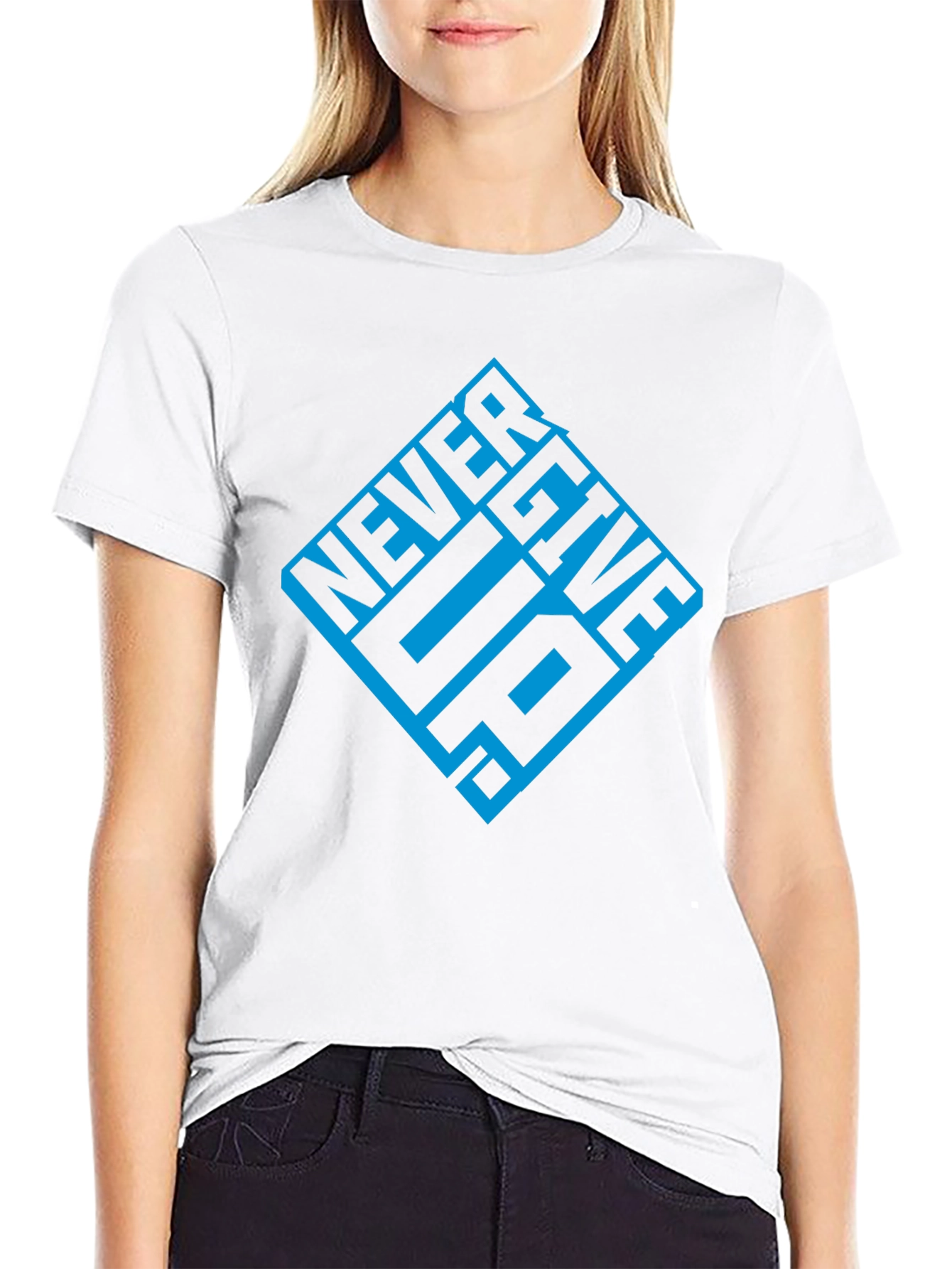 Never Give Up Graphic T-Shirt - Black