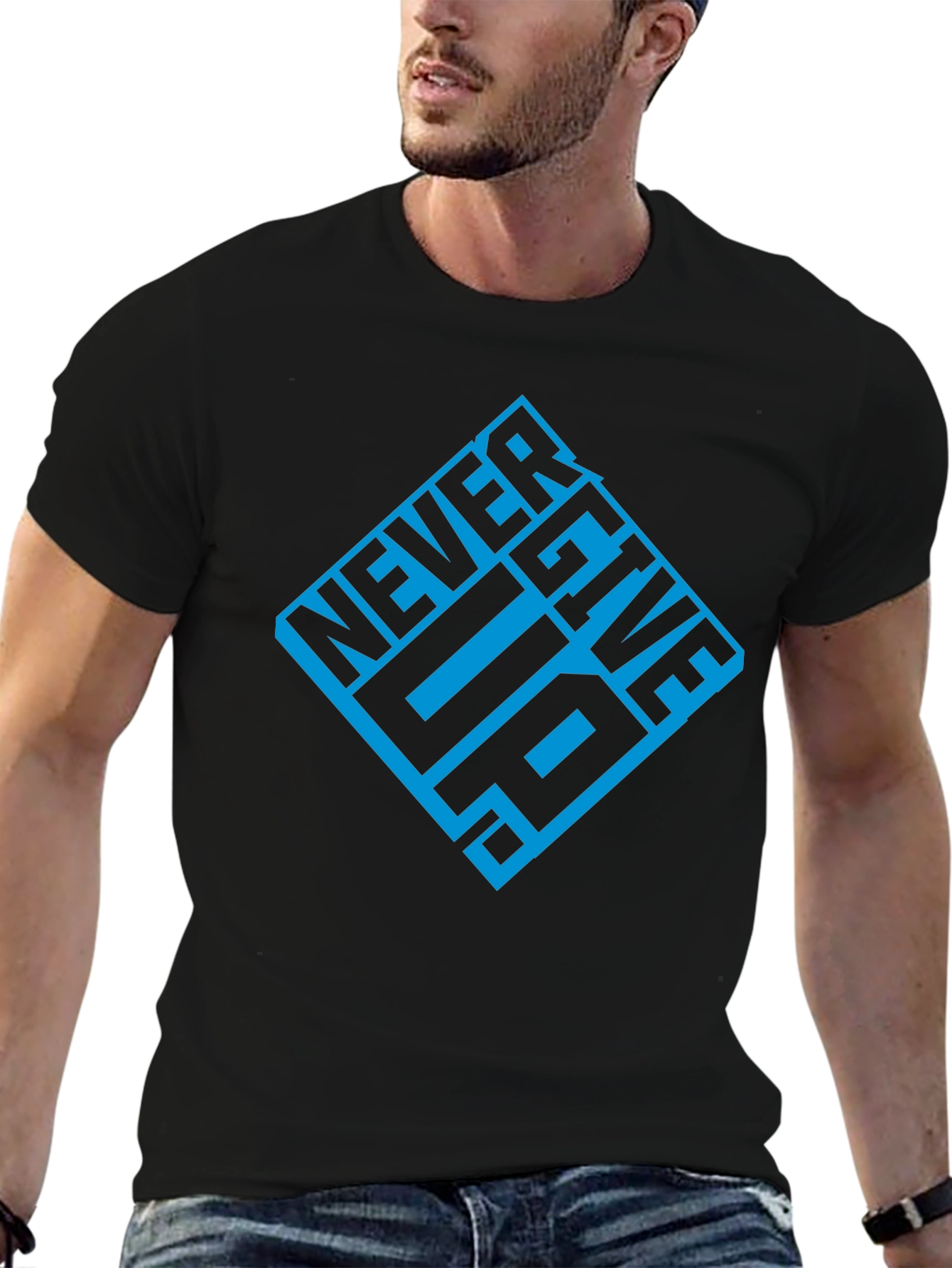 Never Give Up Graphic T-Shirt - Black